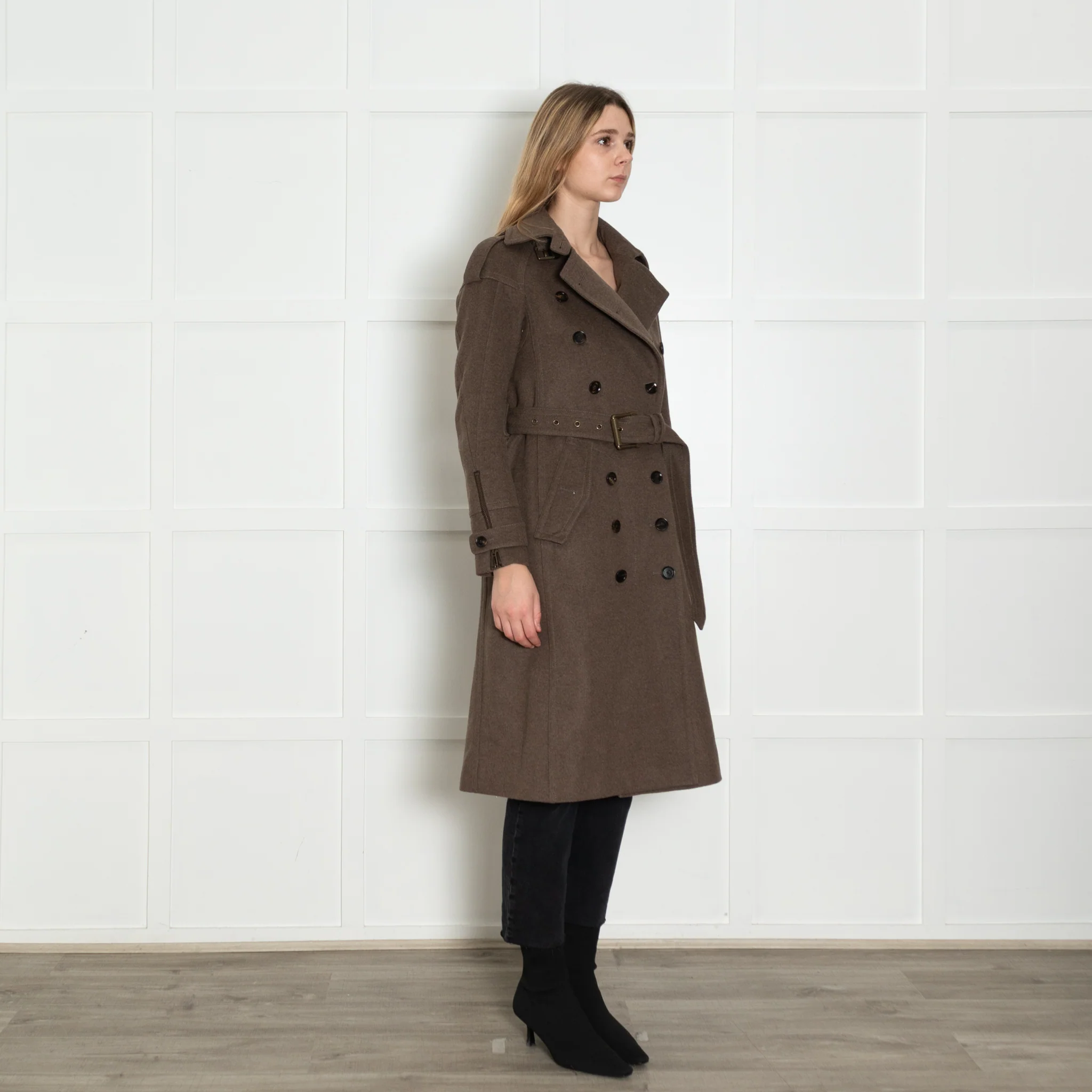 Belstaff Khaki Utility Style Wool Coat - Image 7