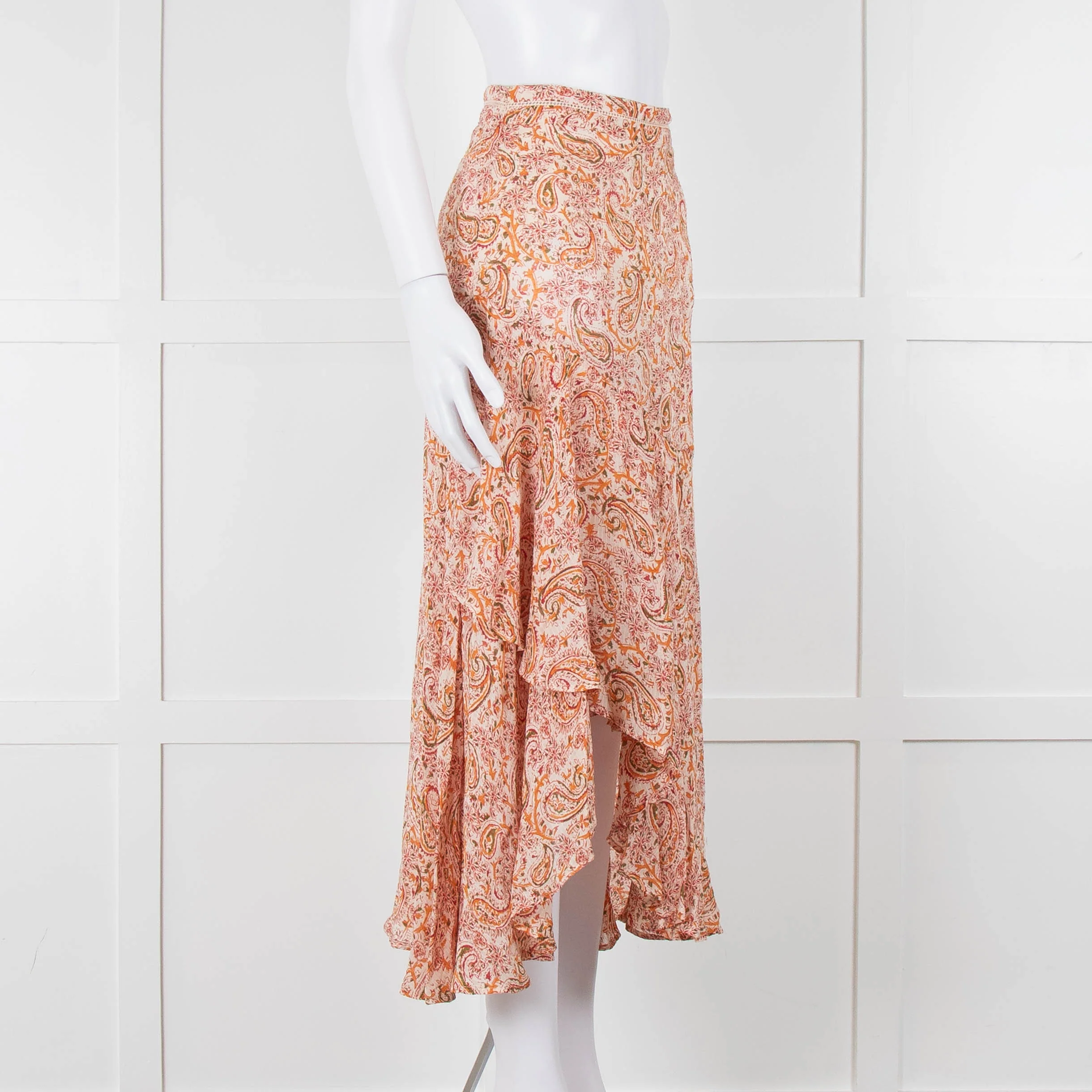 Berenice Orange Paisley Flowy Maxi Skirt - Image 2