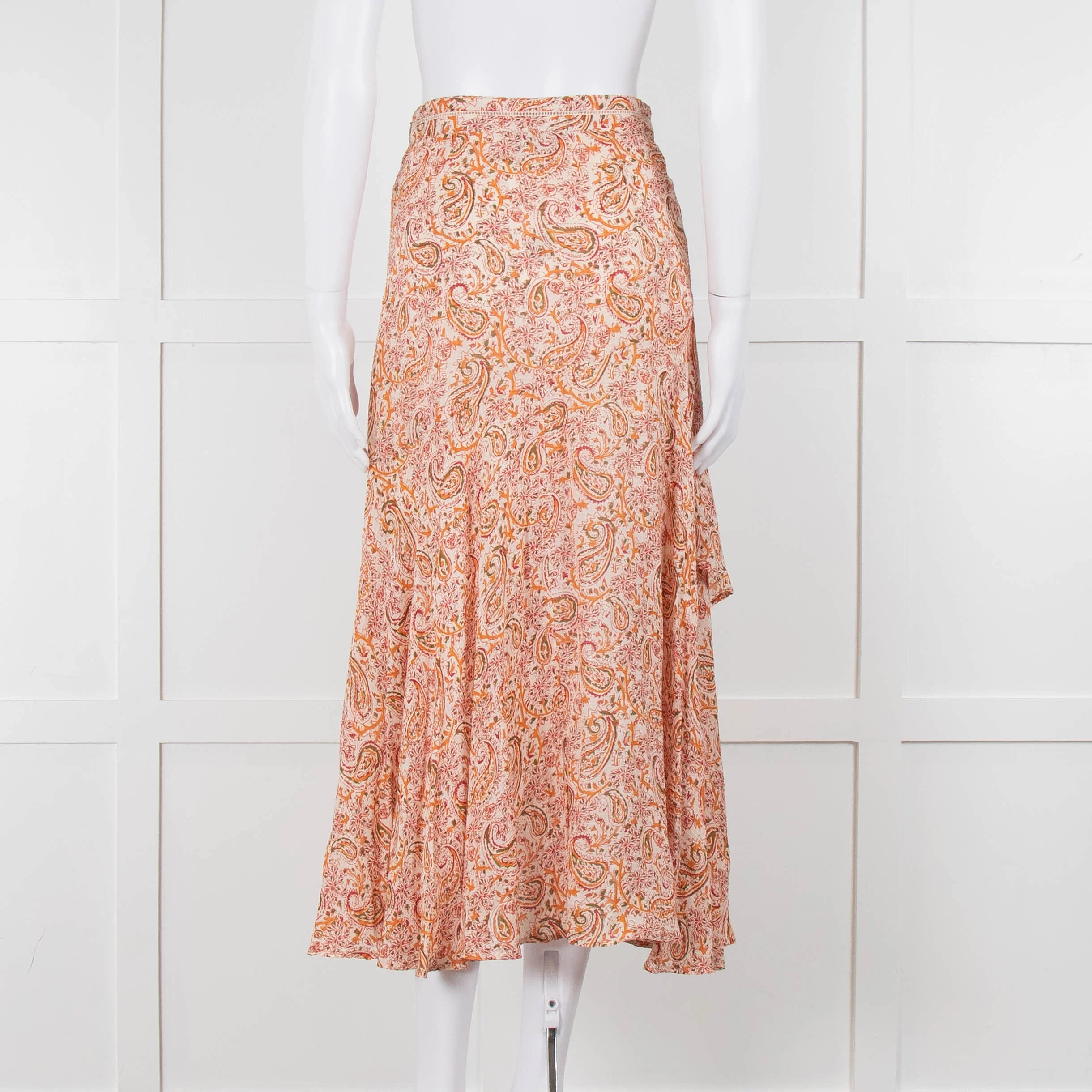 Berenice Orange Paisley Flowy Maxi Skirt - Image 5