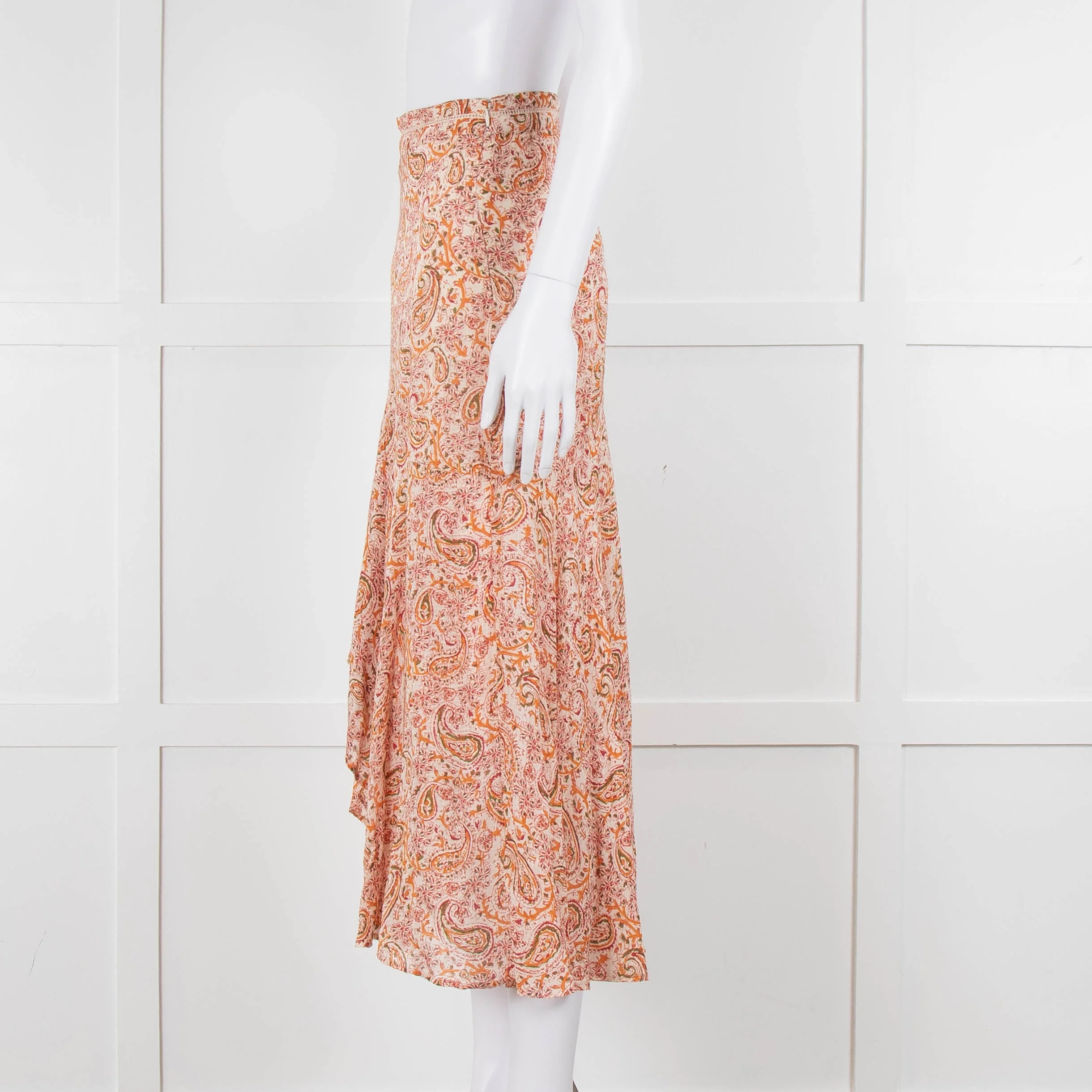Berenice Orange Paisley Flowy Maxi Skirt - Image 7