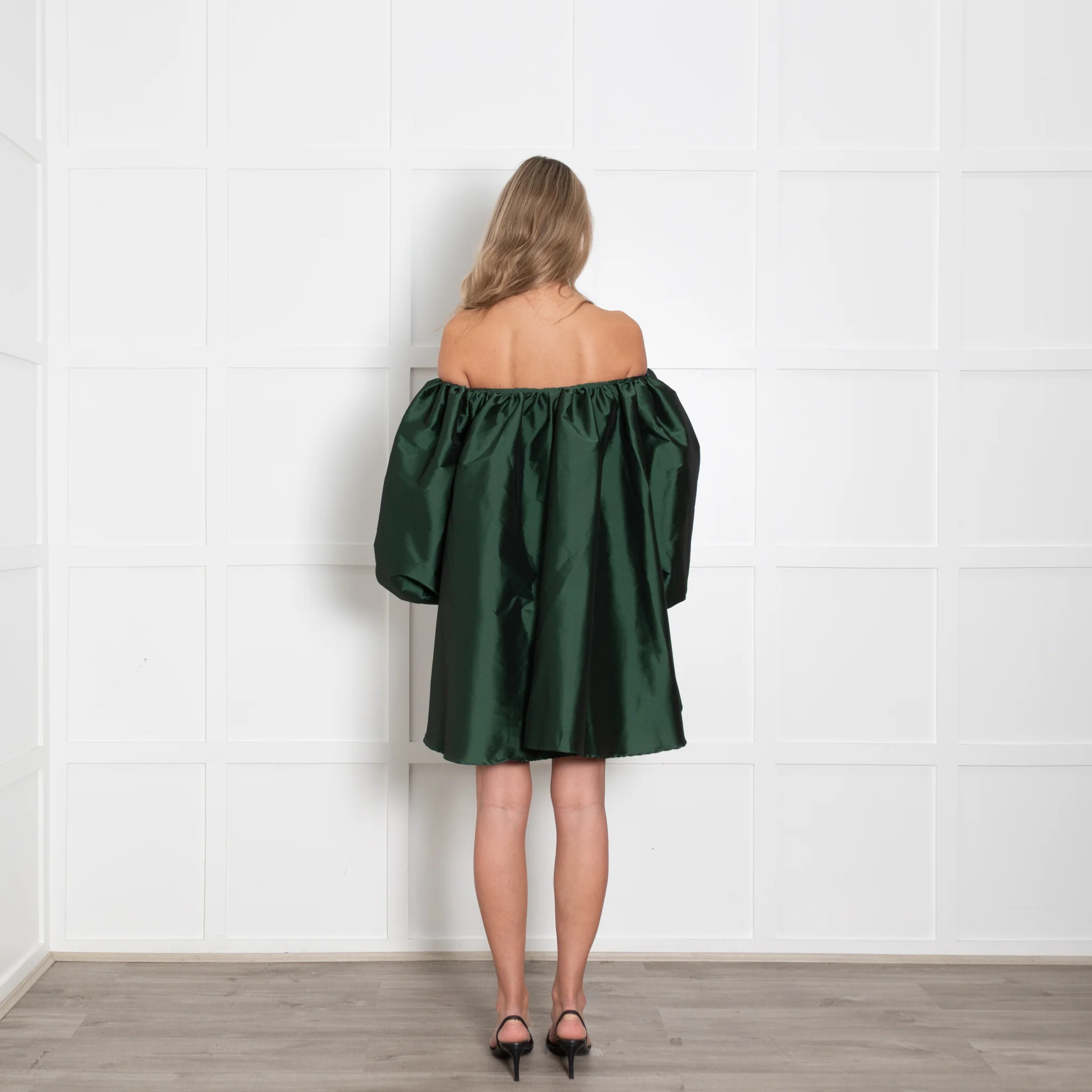 Bernadette Green Taffeta Oversized Off The Shoulder Short Dress - Image 5