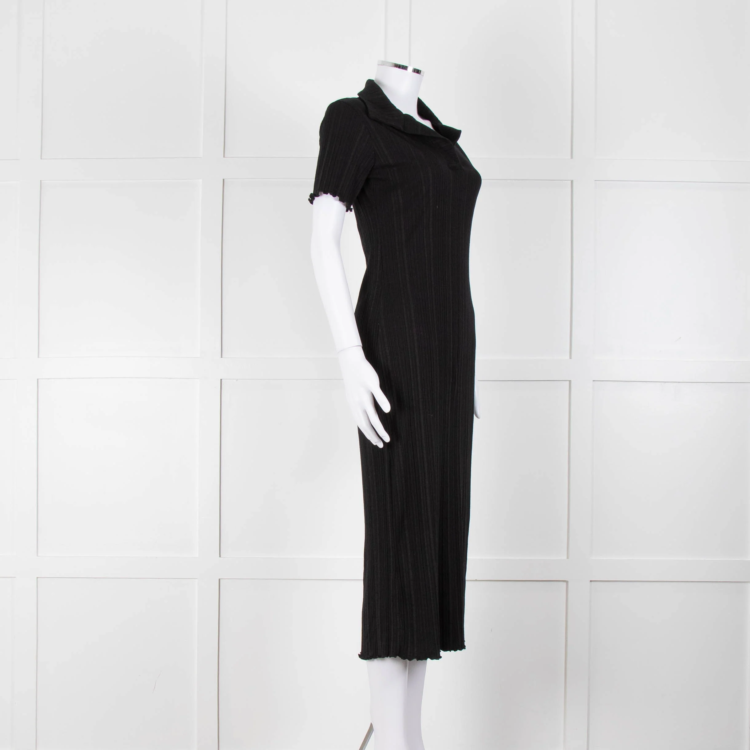 Bimba y Lola Black Collared T-Shirt Midi Dress - Image 2