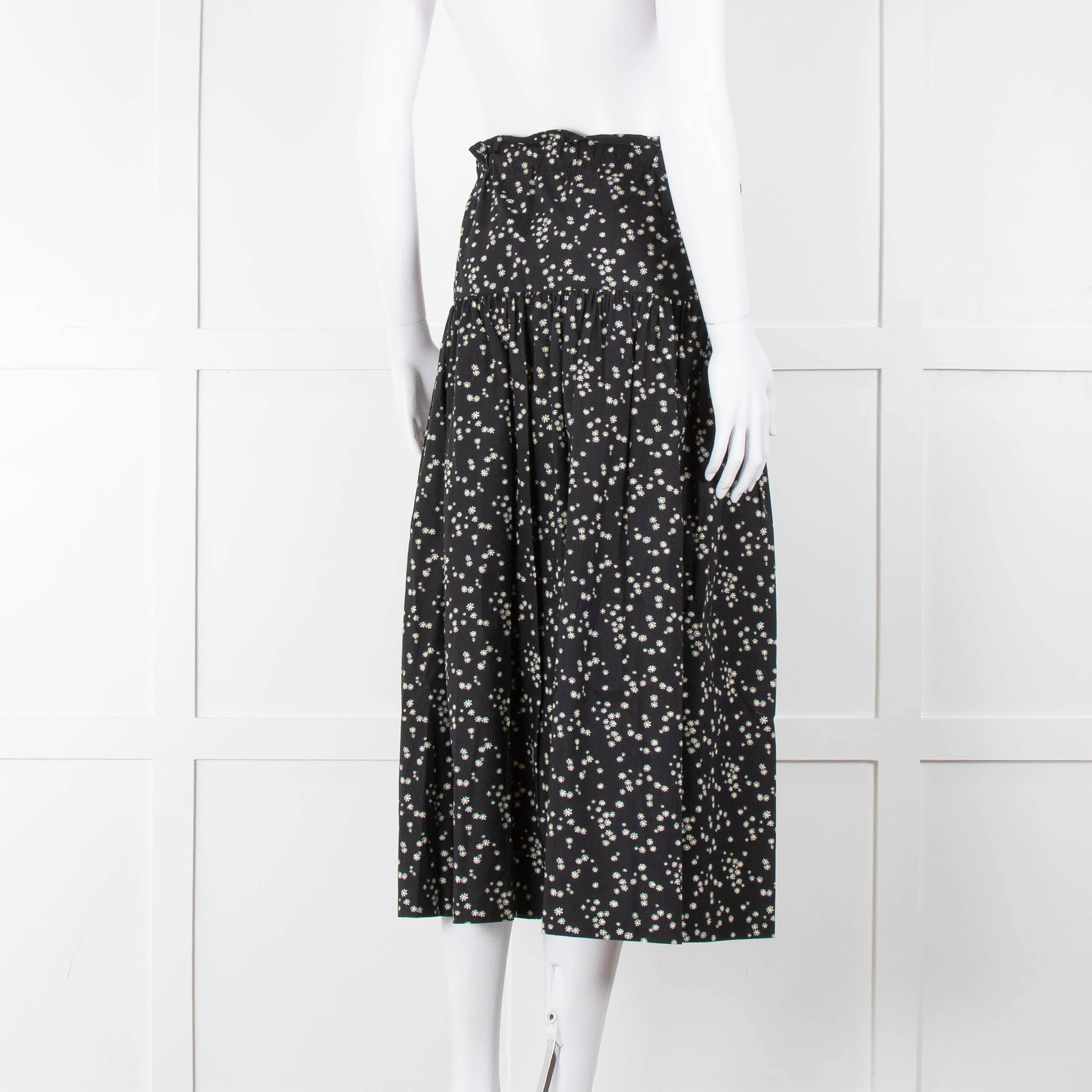Bimba Y Lola Black Daisy Print Cotton Skirt - Image 4