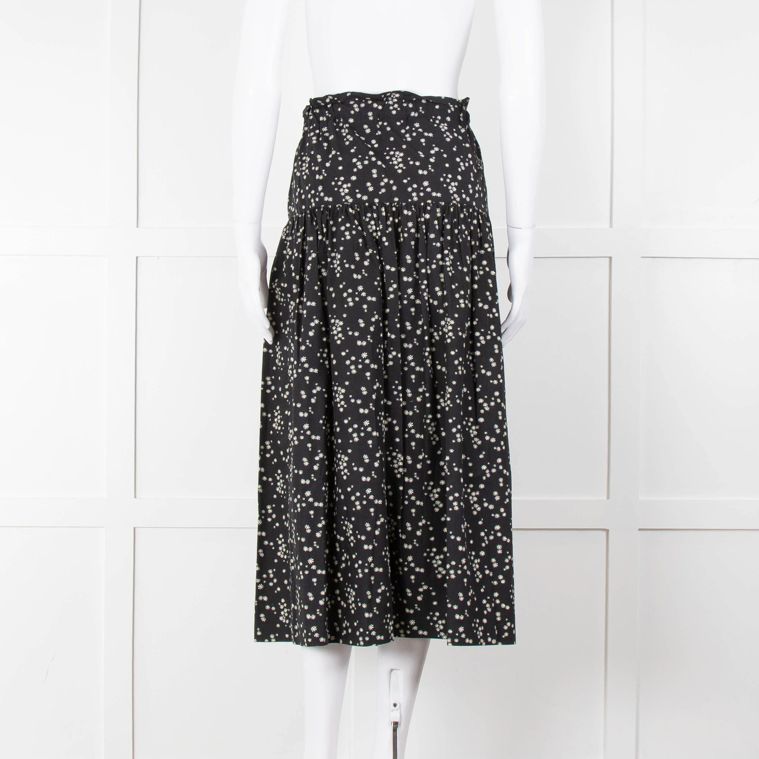 Bimba Y Lola Black Daisy Print Cotton Skirt - Image 5