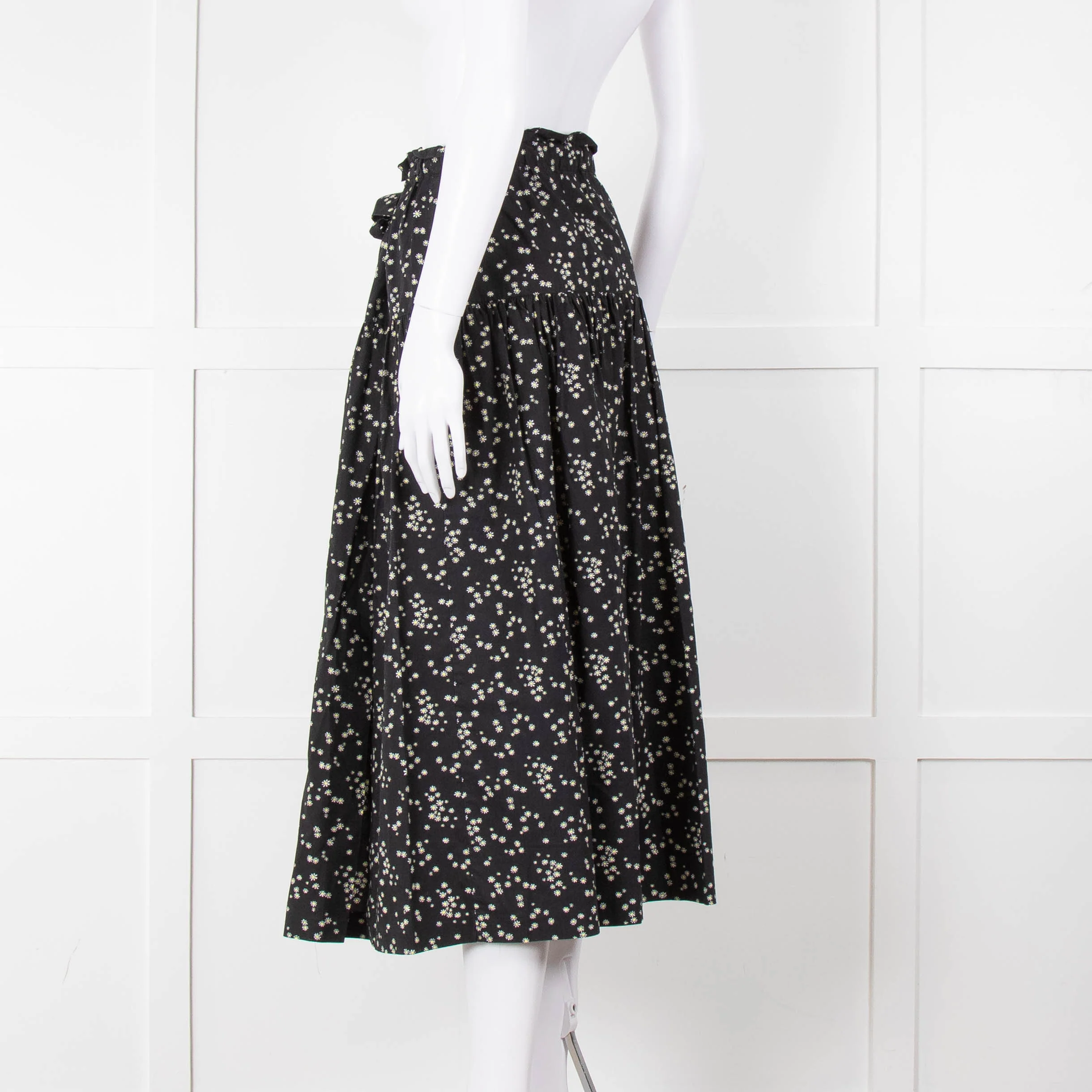 Bimba Y Lola Black Daisy Print Cotton Skirt - Image 6