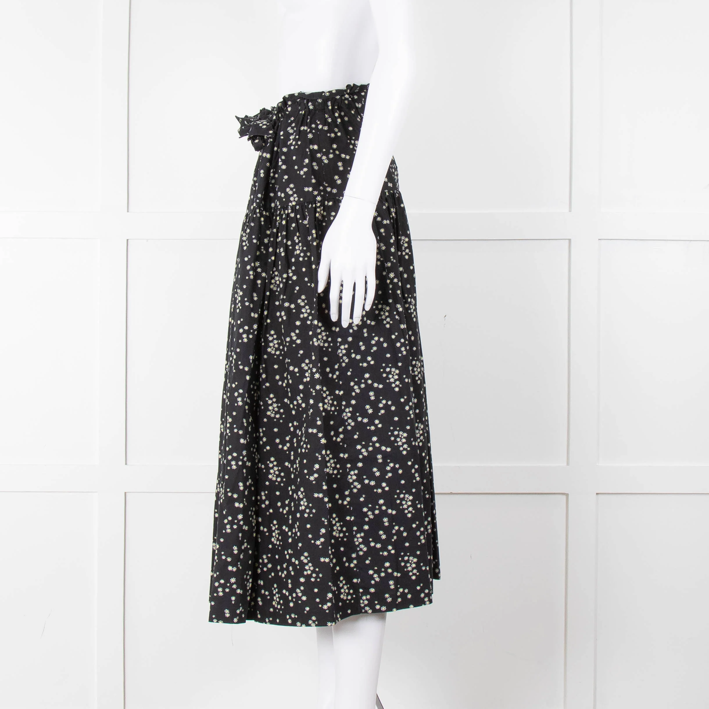 Bimba Y Lola Black Daisy Print Cotton Skirt - Image 7
