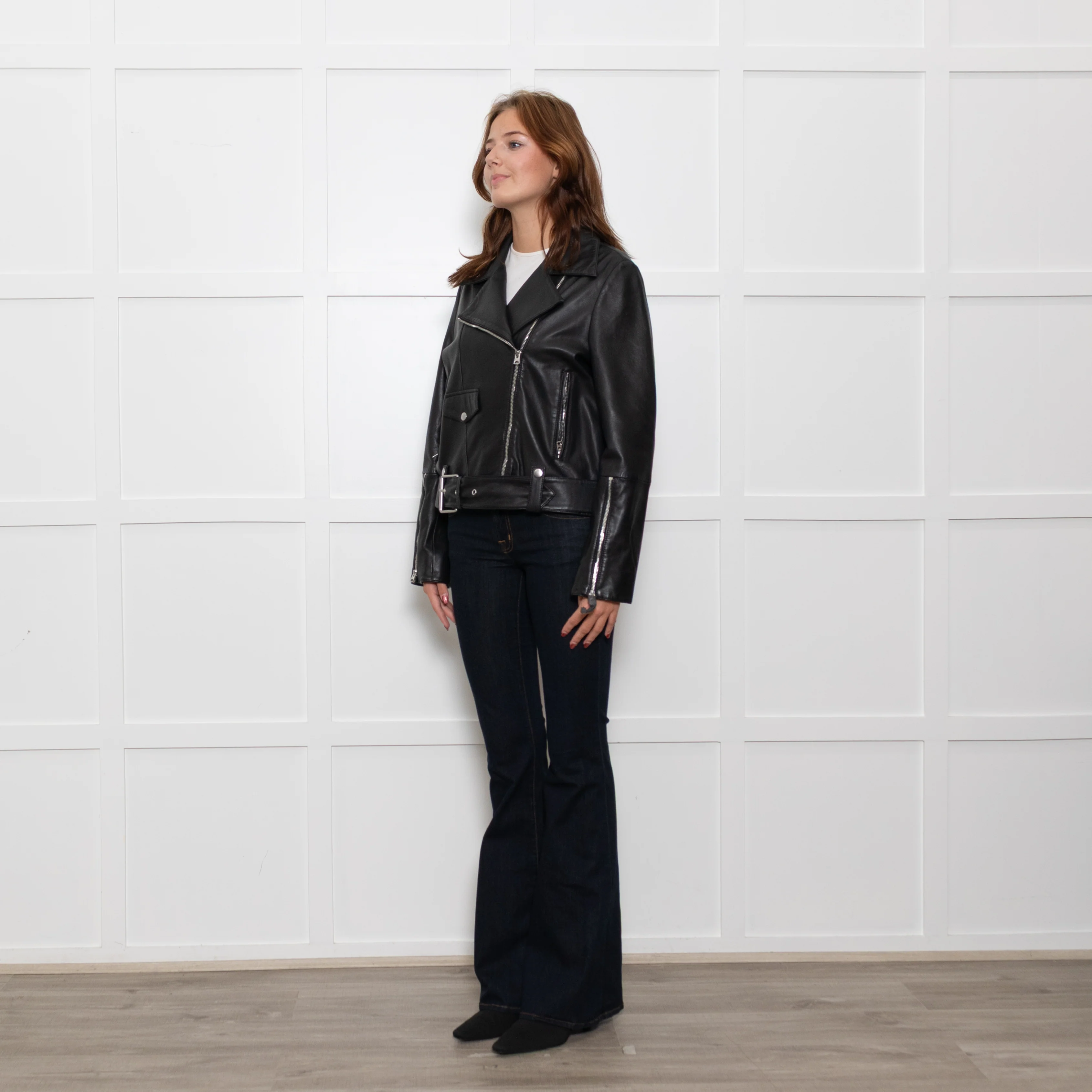 Bimba Y Lola Black Leather Biker Jacket - Image 3