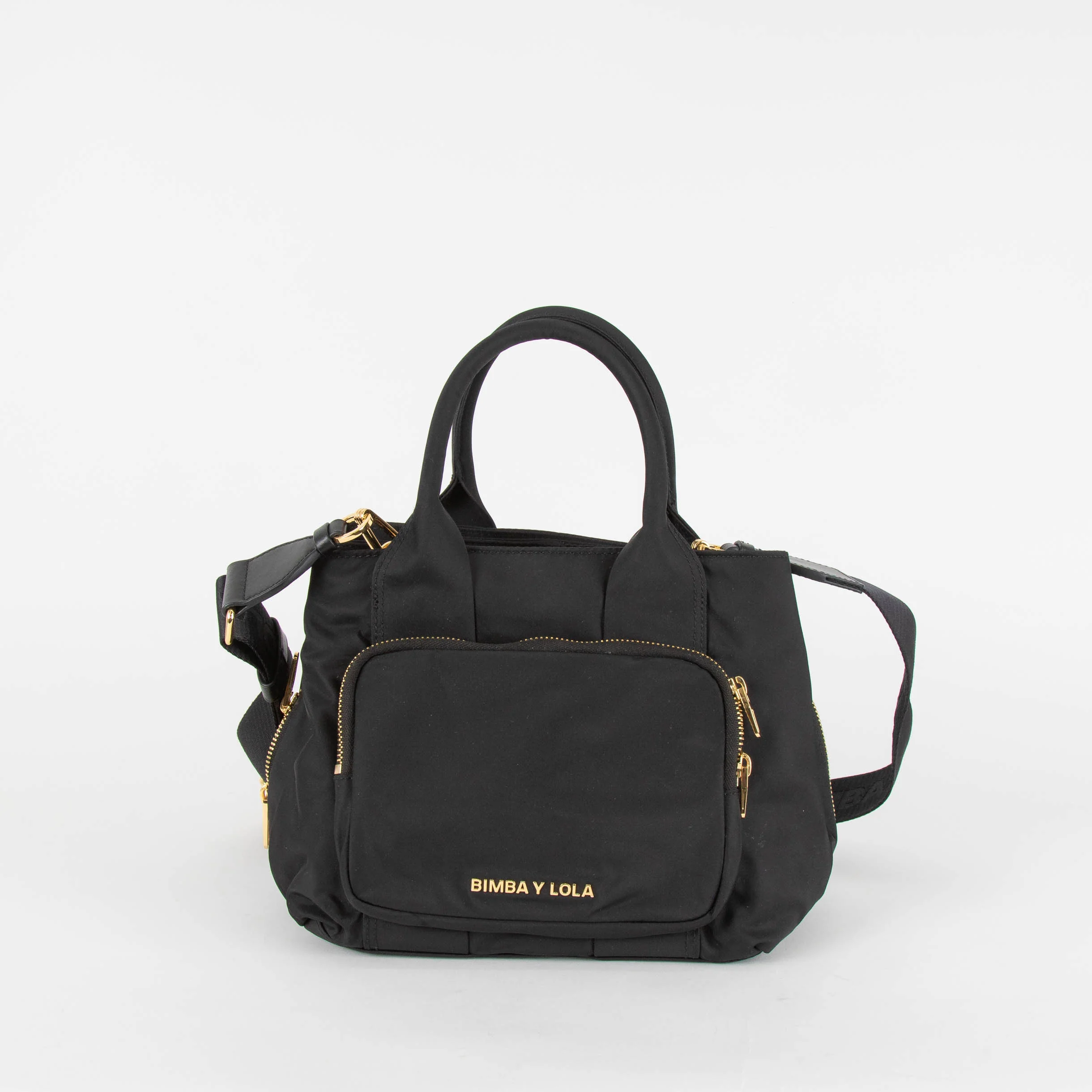 Bimba Y Lola Black Nylon Gold Hardware Pocket Bag