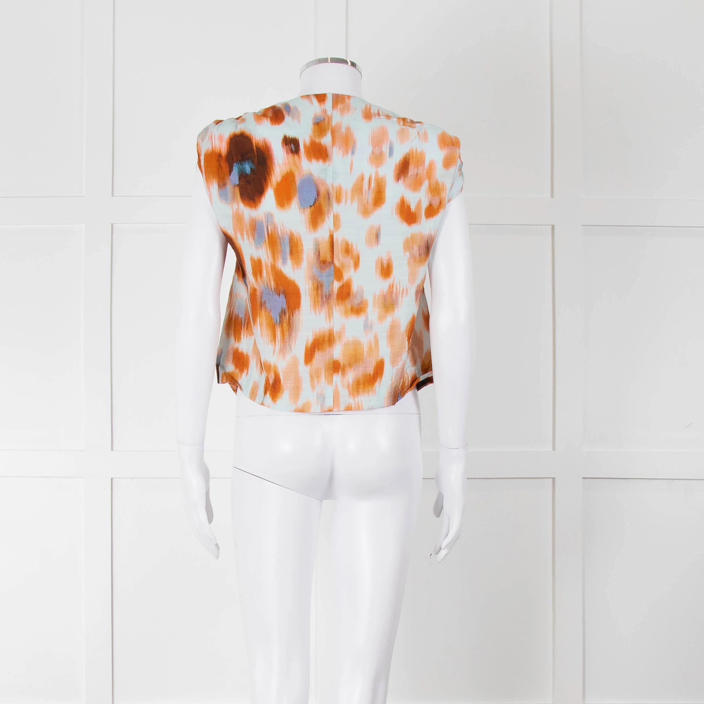 Bimba Y Lola Orange and Blue Watercolour Animal Print Tie Shoulder Blouse - Image 5