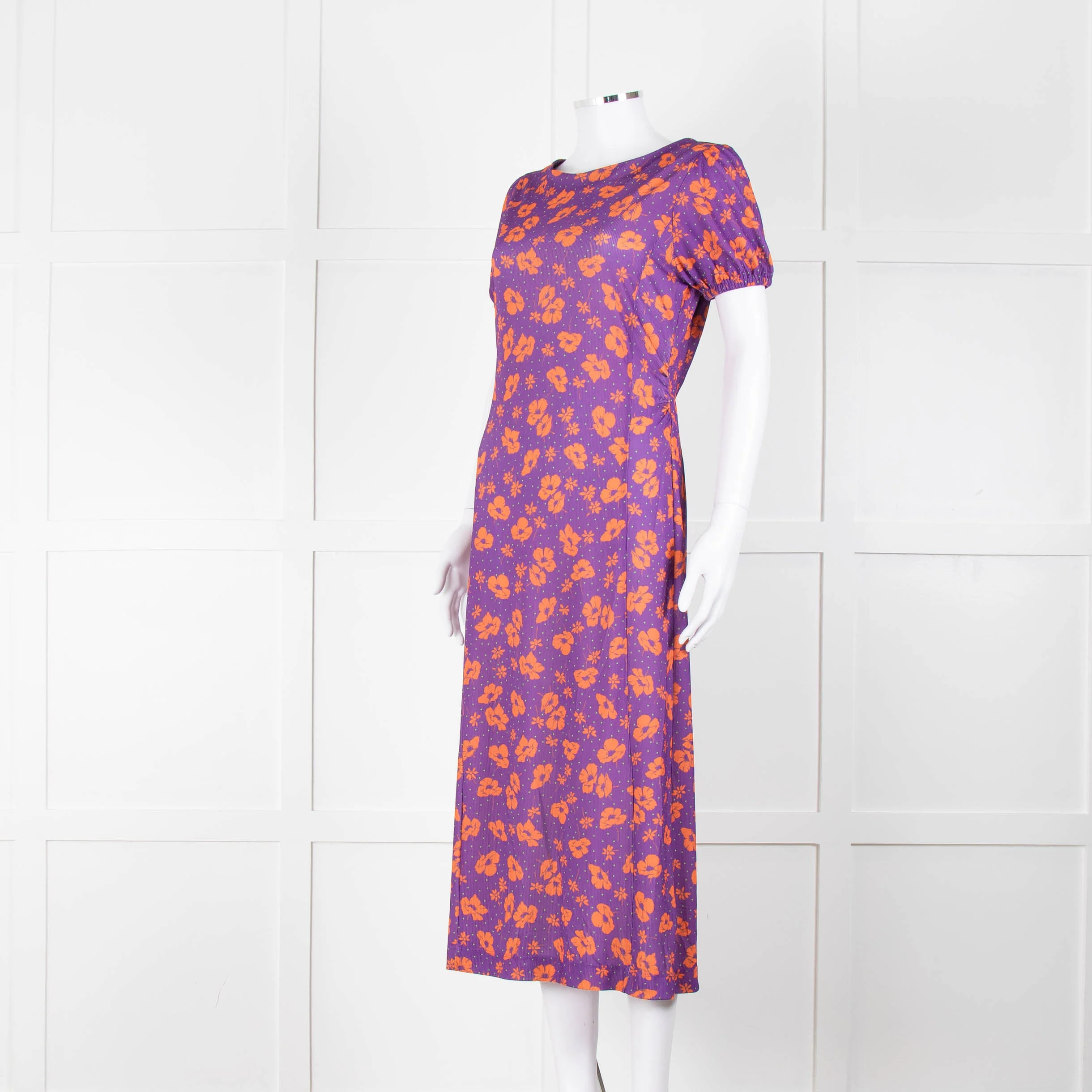 Bimba Y Lola Purple and Orange Floral Open Back T-Shirt Dress - Image 8