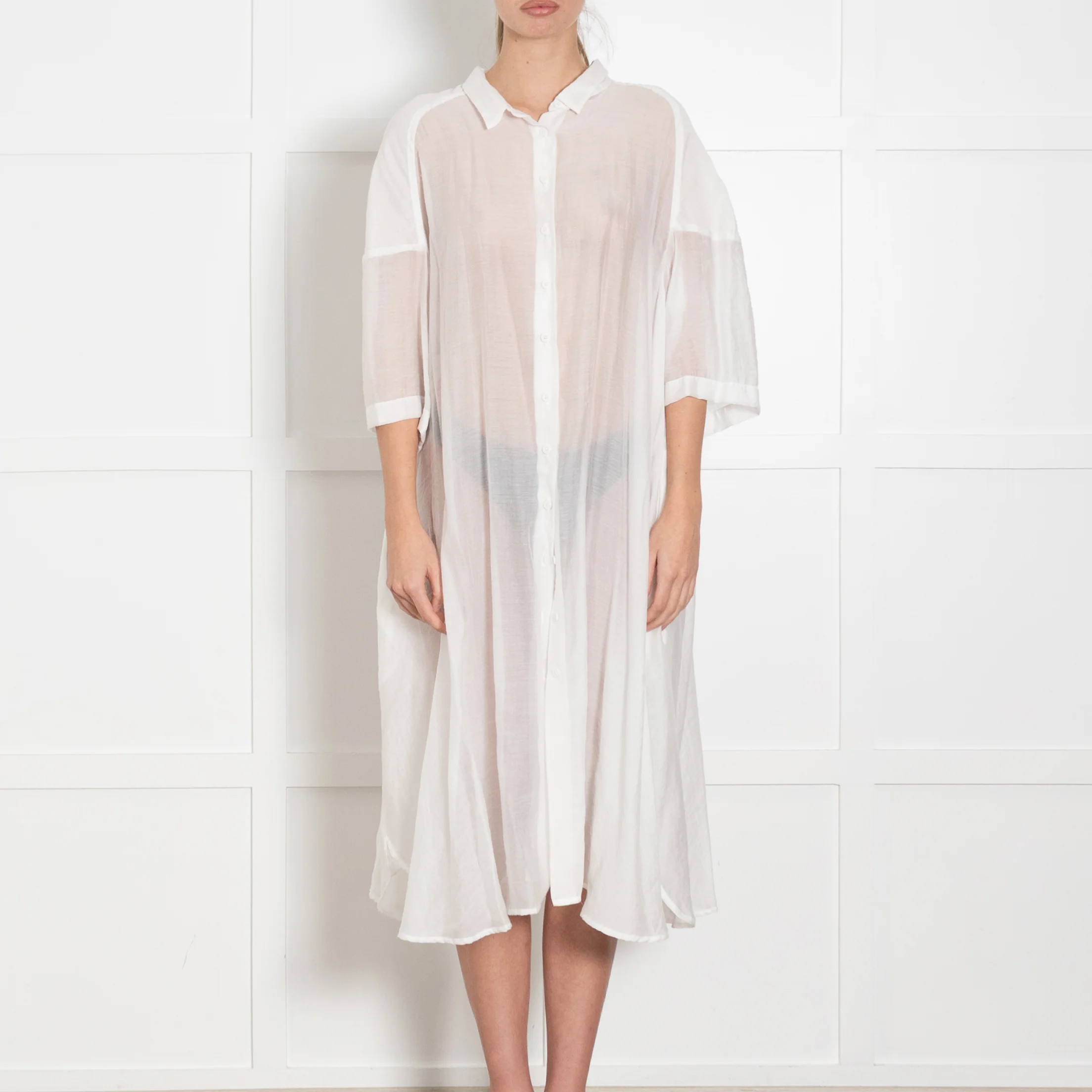 Rundholz Black Label White Sheer Shortsleeve Dress - Image 2