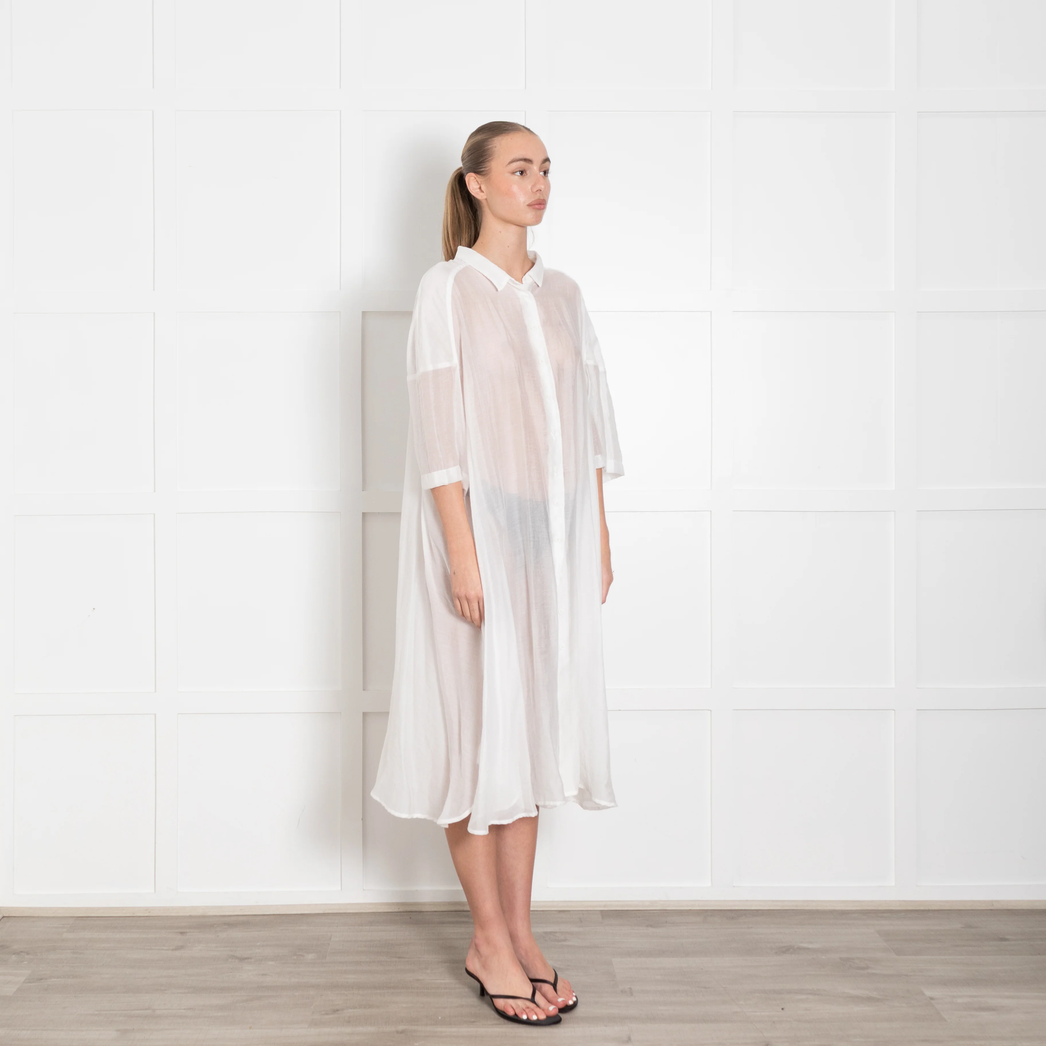 Rundholz Black Label White Sheer Shortsleeve Dress - Image 7