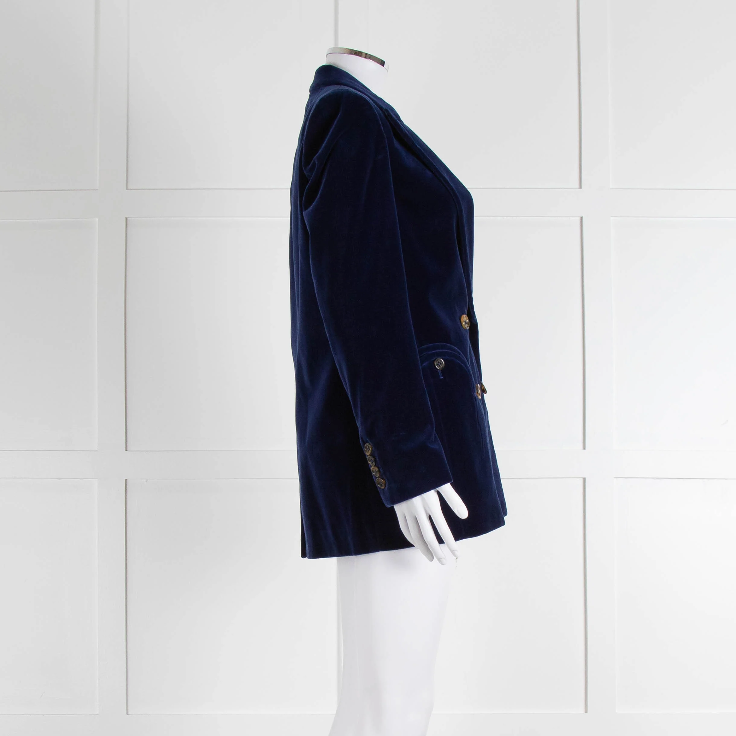 Blaze Blue Velvet Tailored Blazer Jacket - Image 3