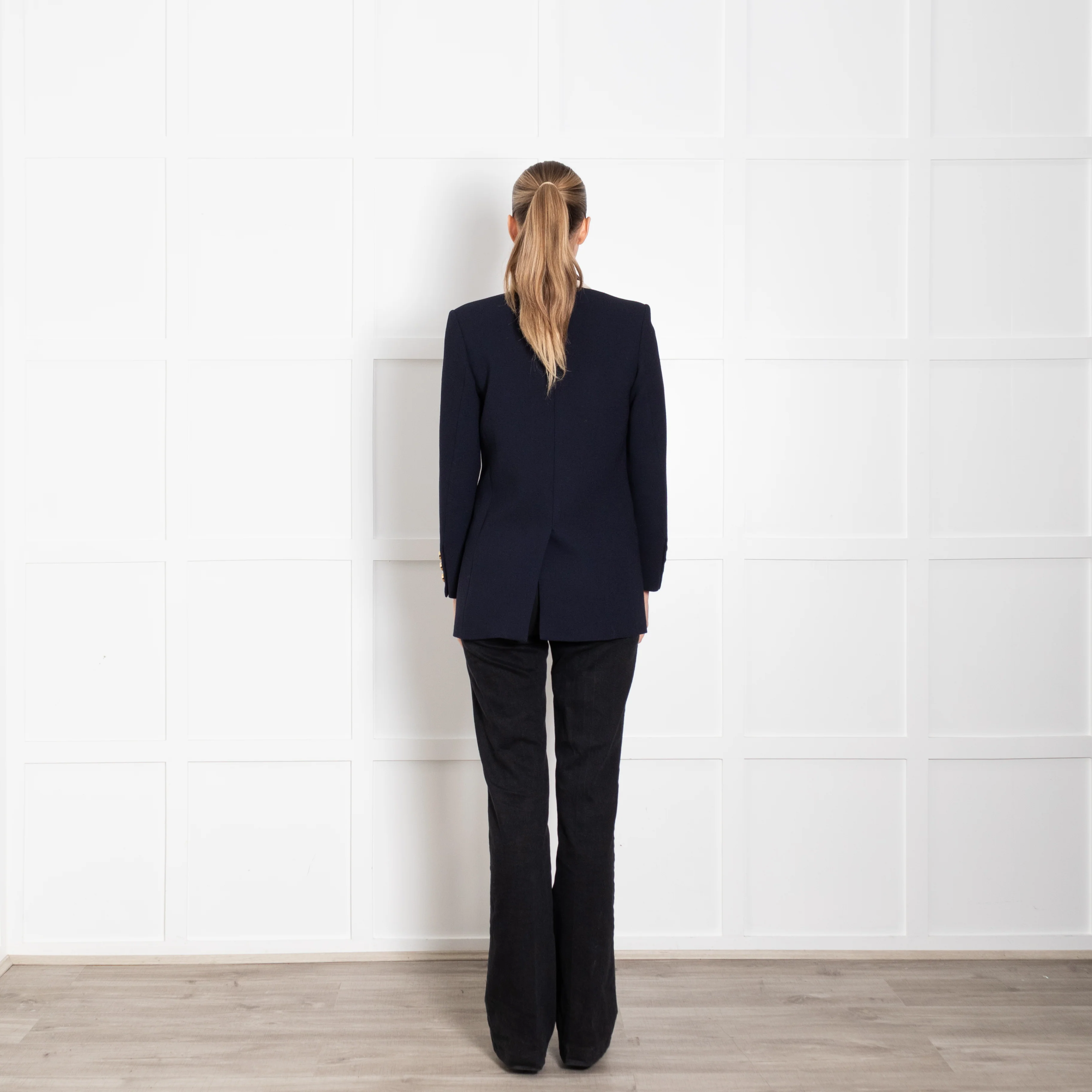 Blaze Milano Navy Everyday Wool Blazer with Cream Silk Trim - Image 5