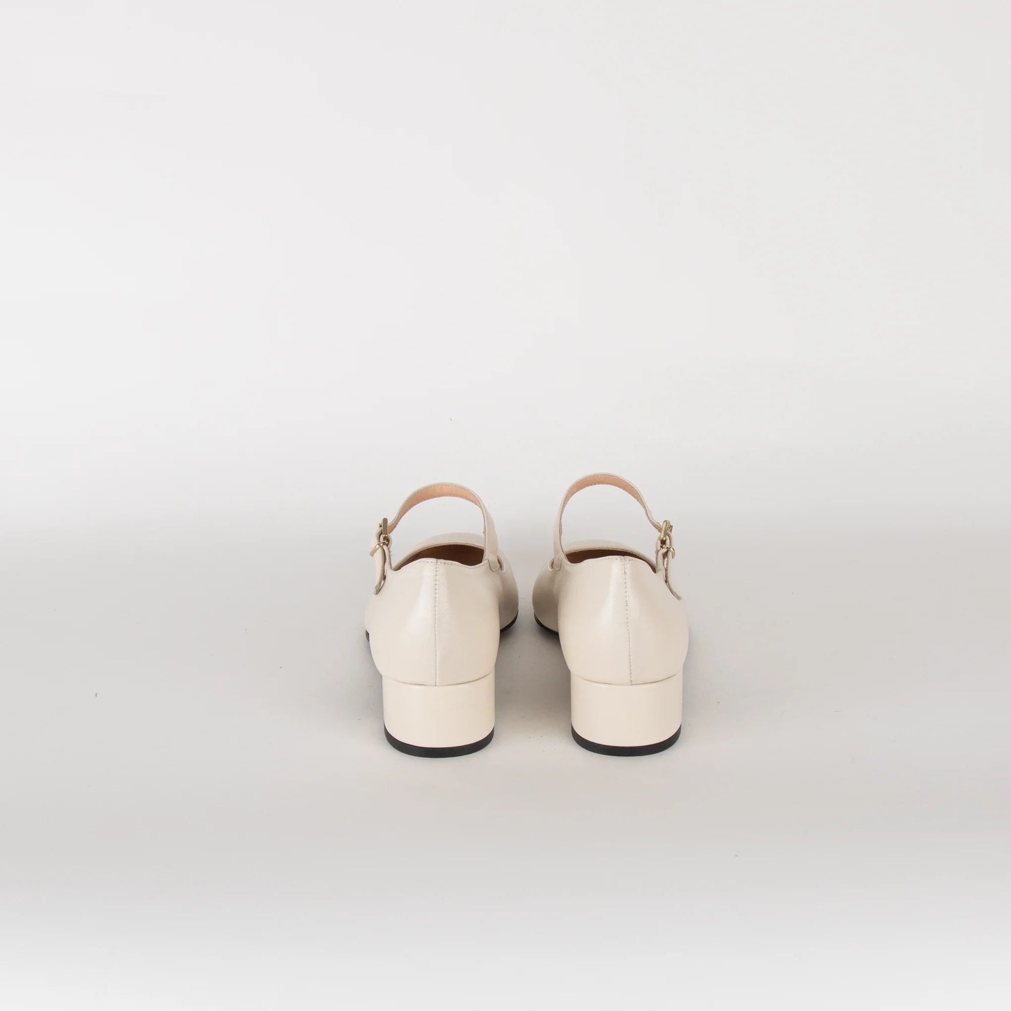 Blue Velvet Cream Leather Mary Jane Pumps - Image 4