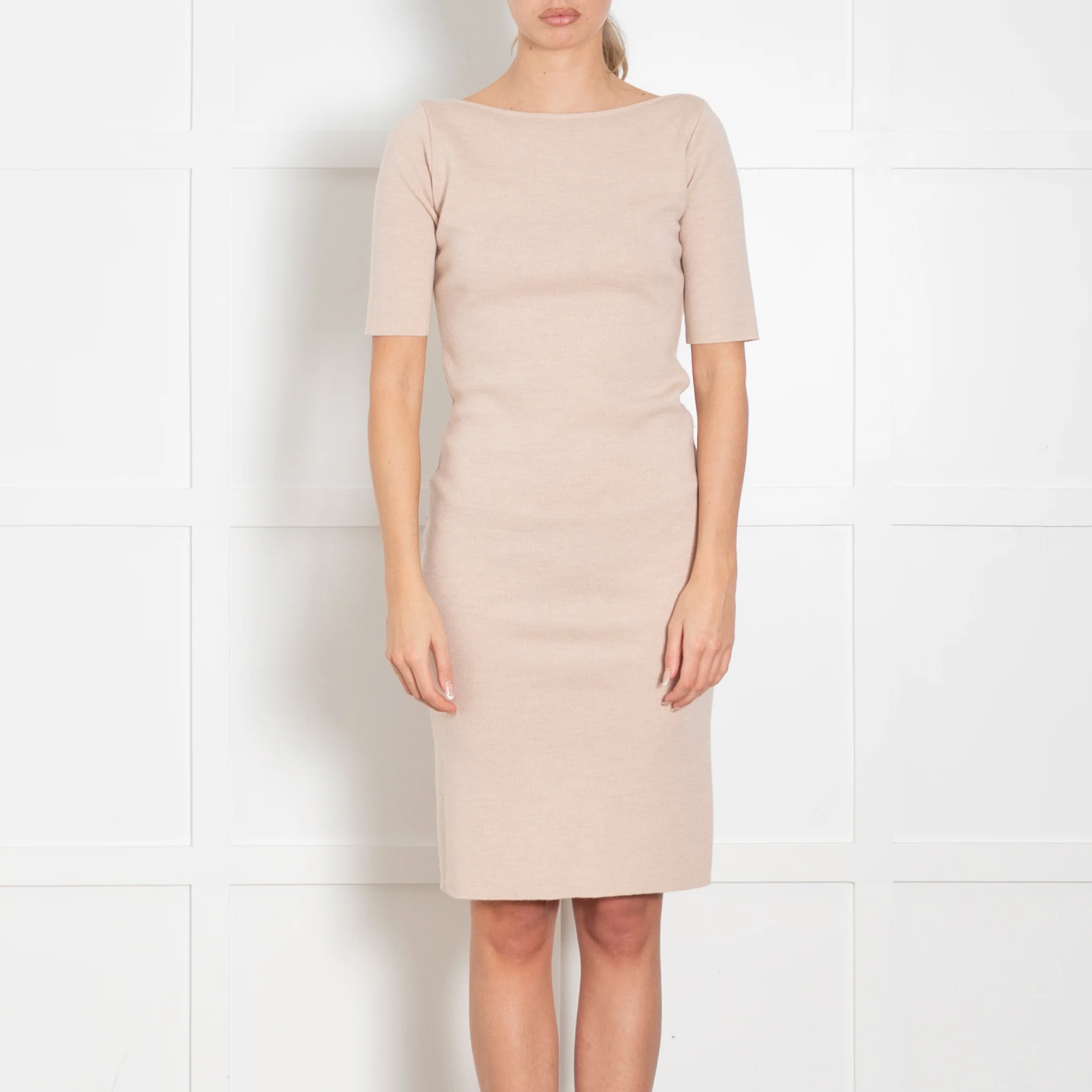 Bluemarine Beige Short Sleeve Knitted Dress - Image 2
