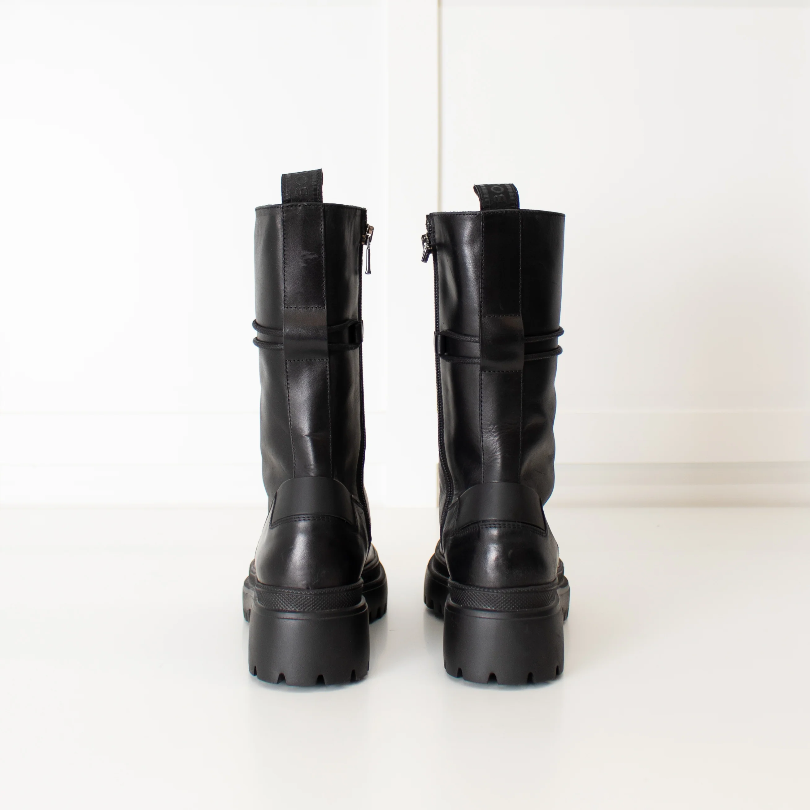 Bogner Black Leather High Boots - Image 4