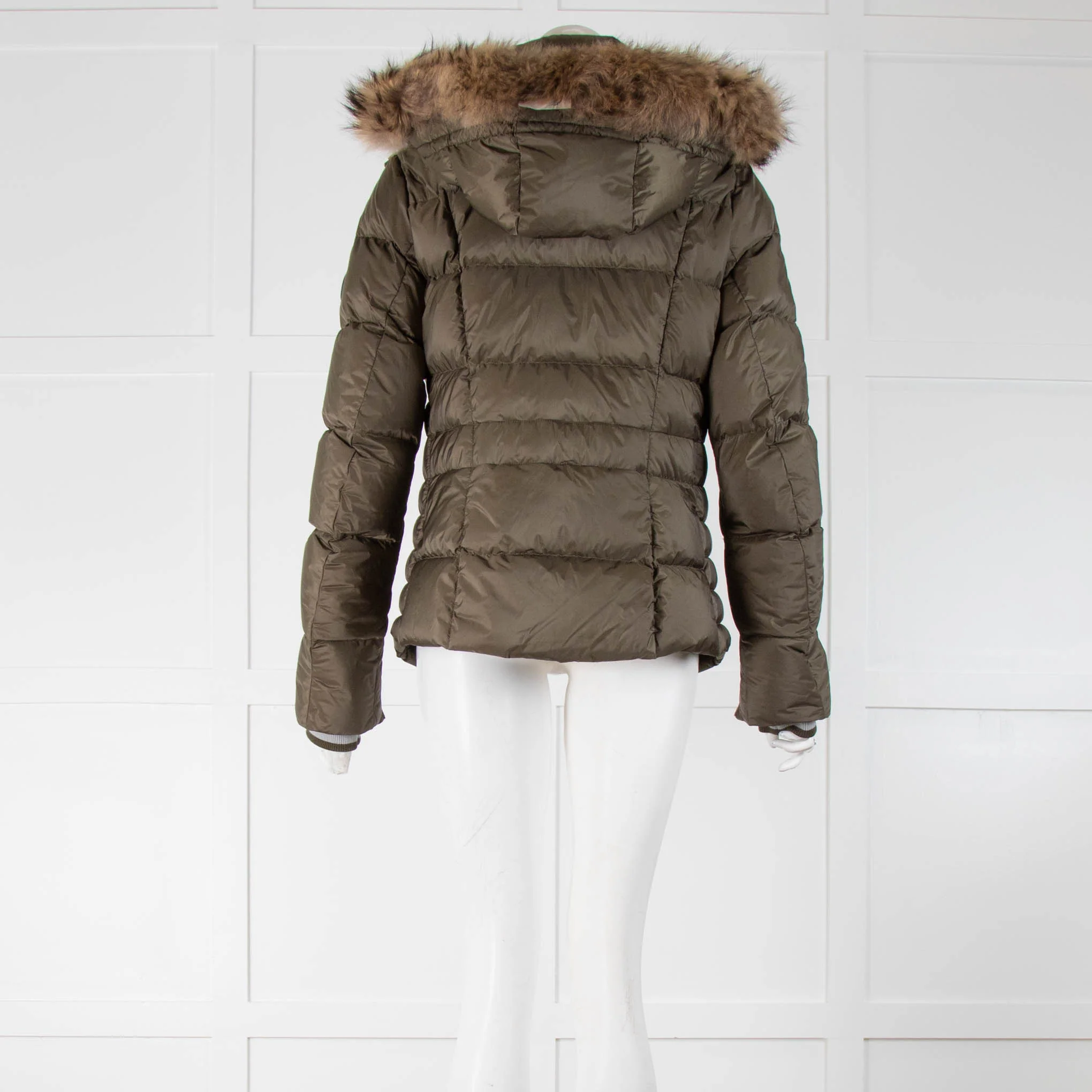 Bogner Khaki Padded Coat with Fur Hood - Image 3