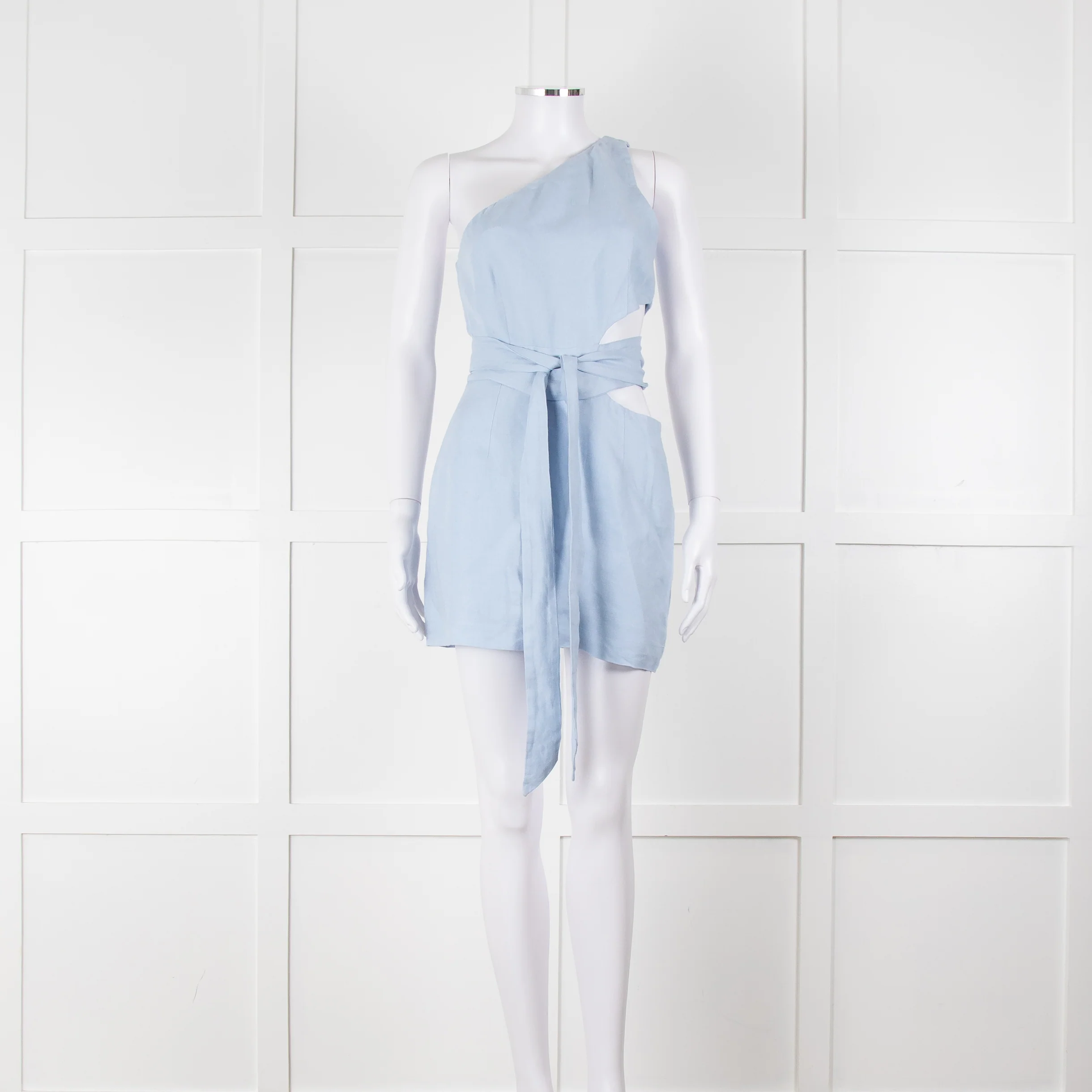 Bondi Born Sky Blue Linen Mini Dress
