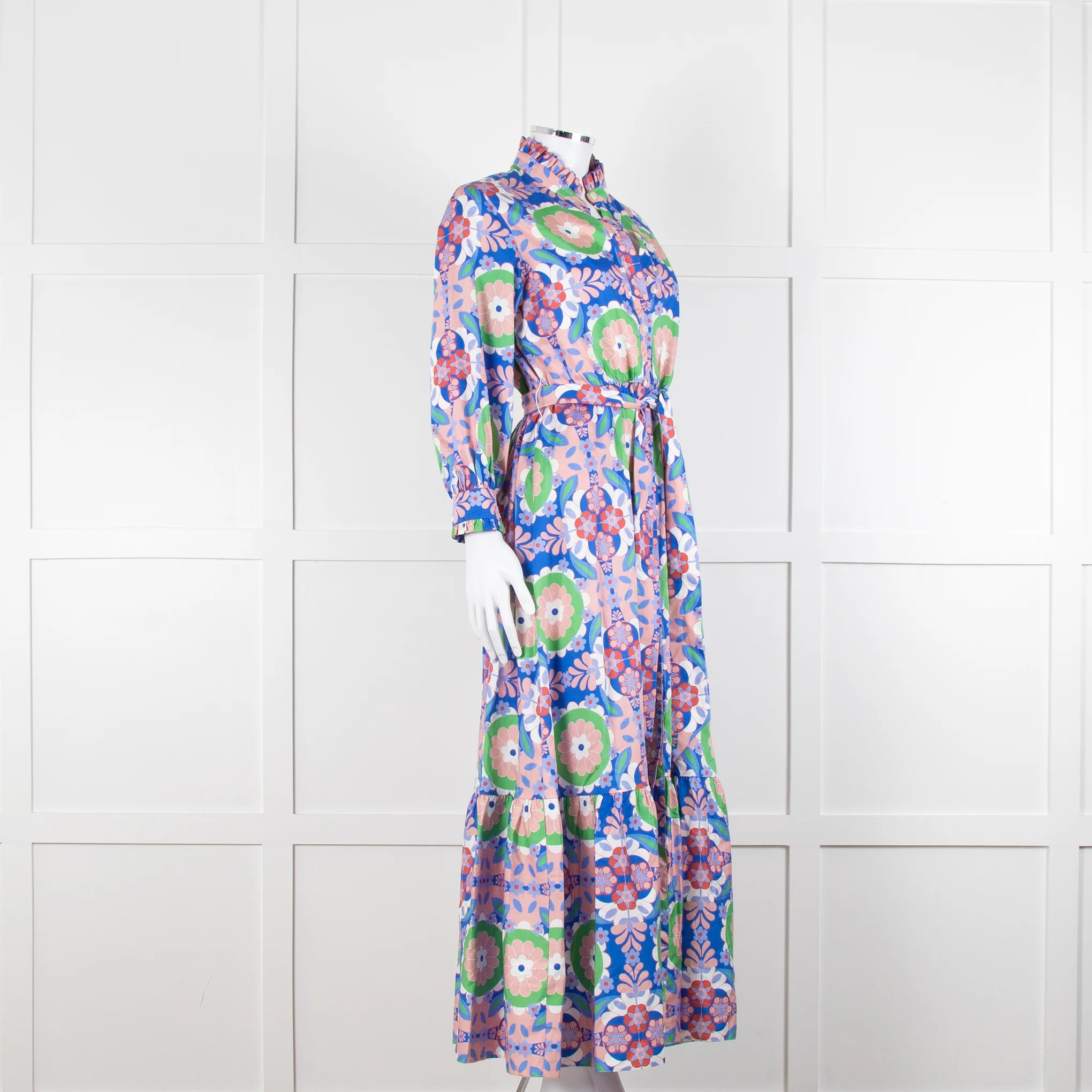 Borgo de Nor Blue and Pink Floral Cotton Maxi Dress - Image 2