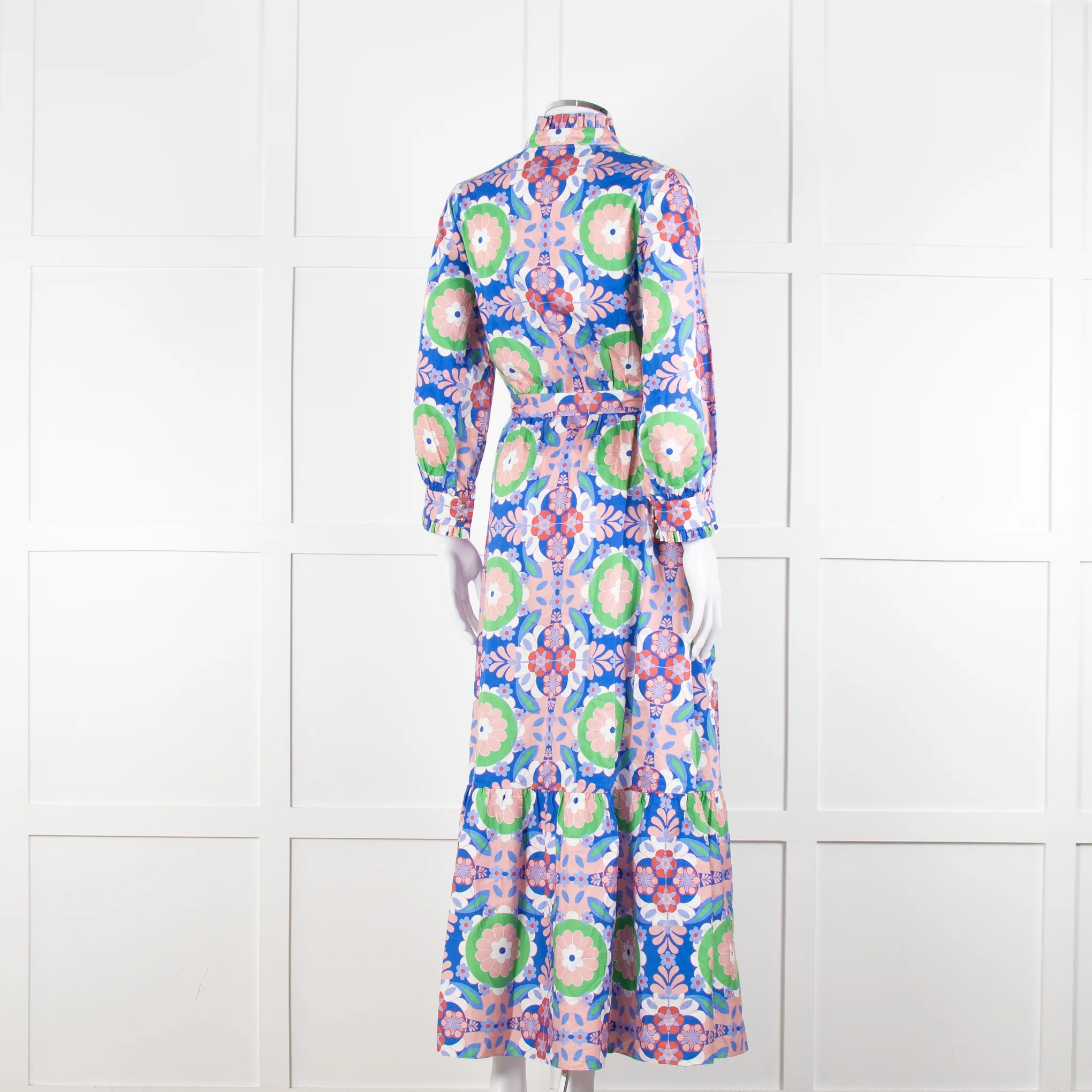Borgo de Nor Blue and Pink Floral Cotton Maxi Dress - Image 4