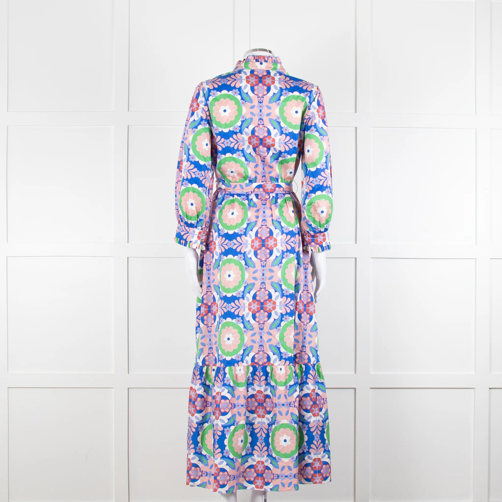 Borgo de Nor Blue and Pink Floral Cotton Maxi Dress - Image 5