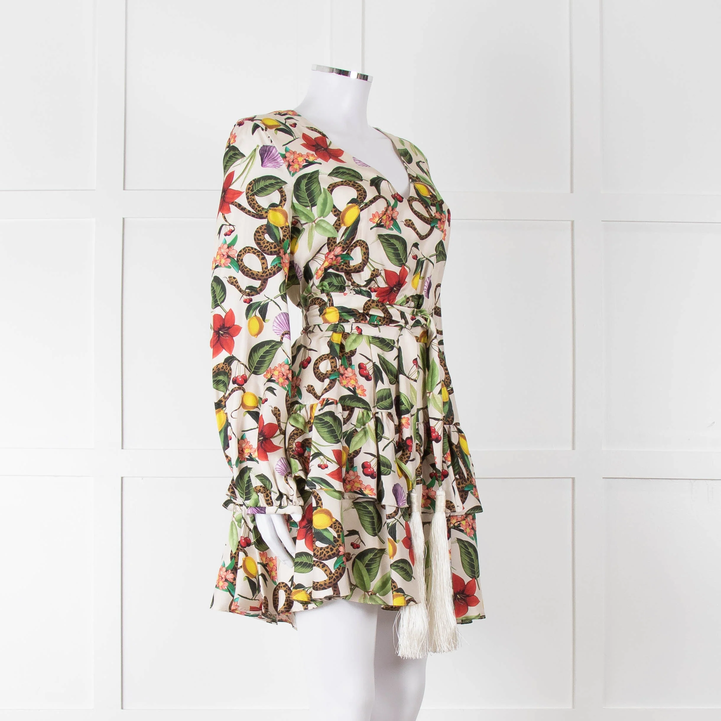 Borgo De Nor Cream Green Paradise Print Mini Dress - Image 2