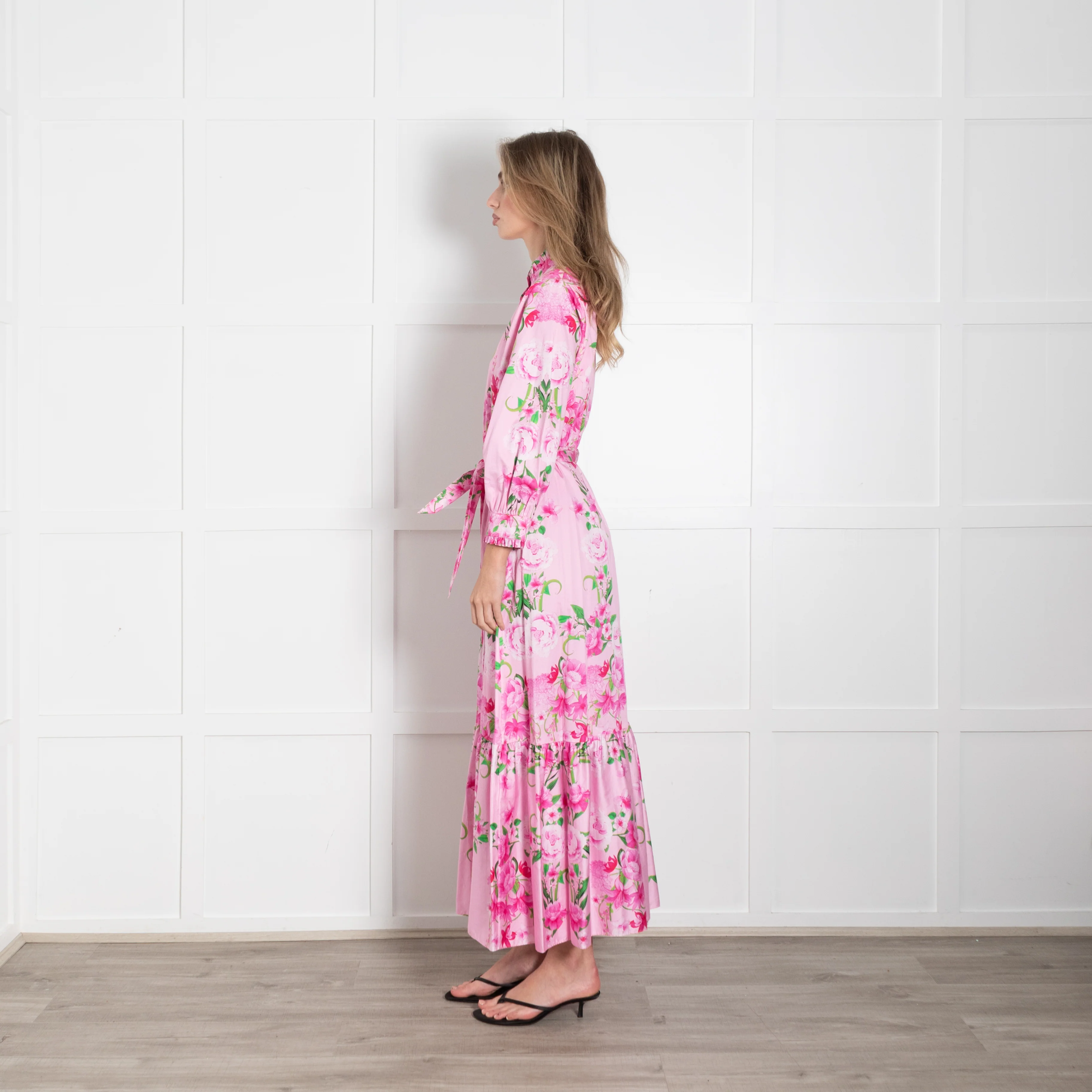 Borgo De Nor Pink Floral Ruffle Maxi Dress - Image 4