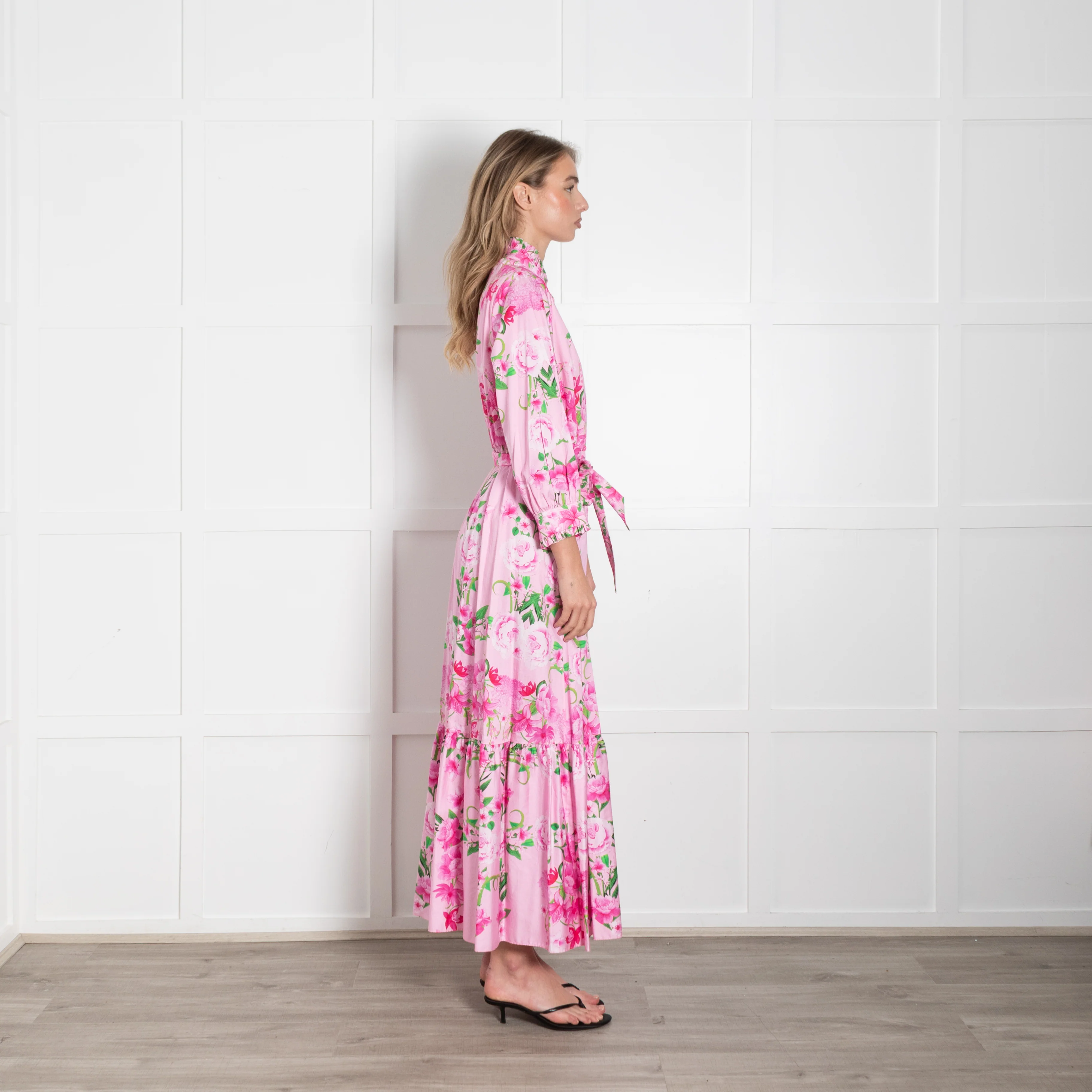 Borgo De Nor Pink Floral Ruffle Maxi Dress - Image 6