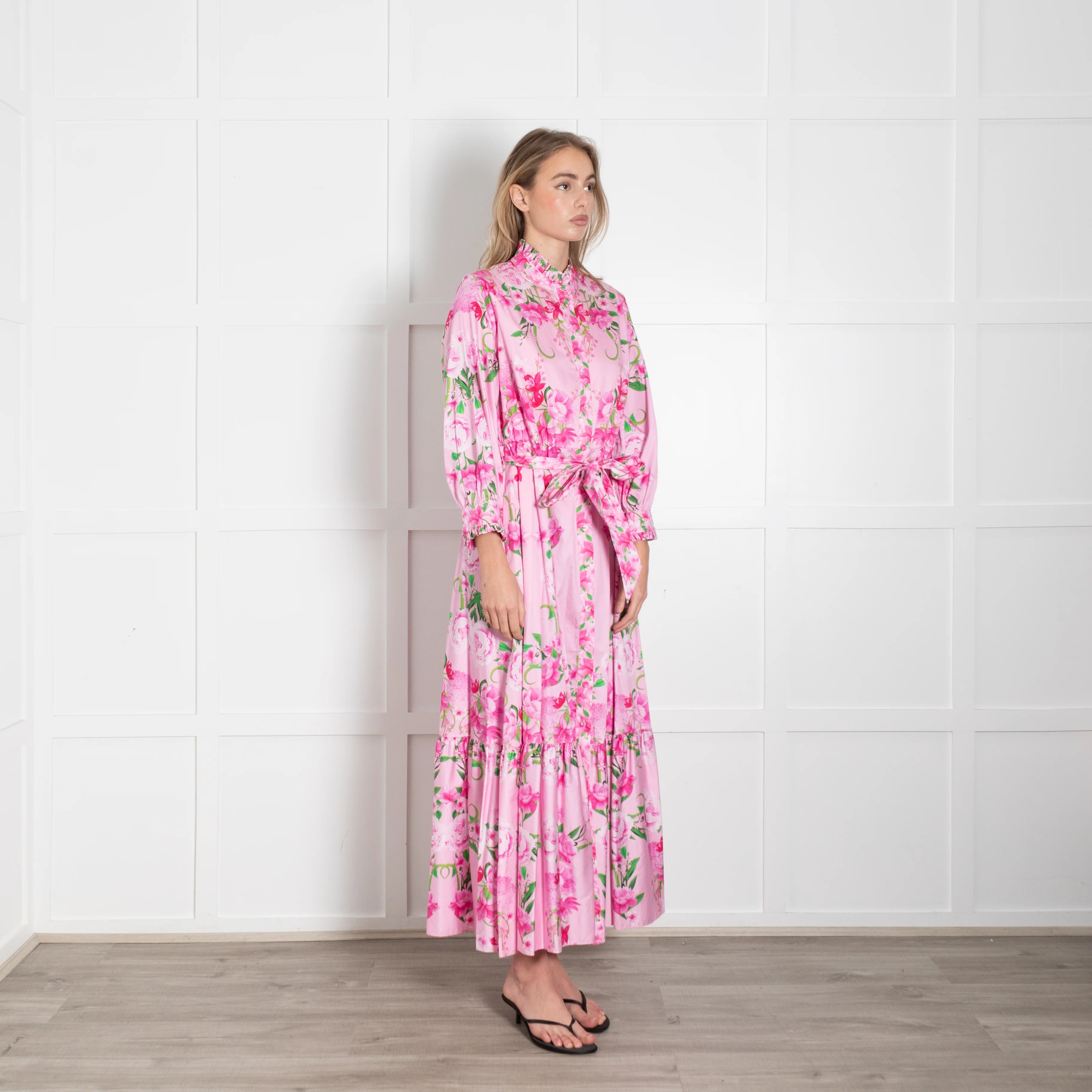 Borgo De Nor Pink Floral Ruffle Maxi Dress - Image 7