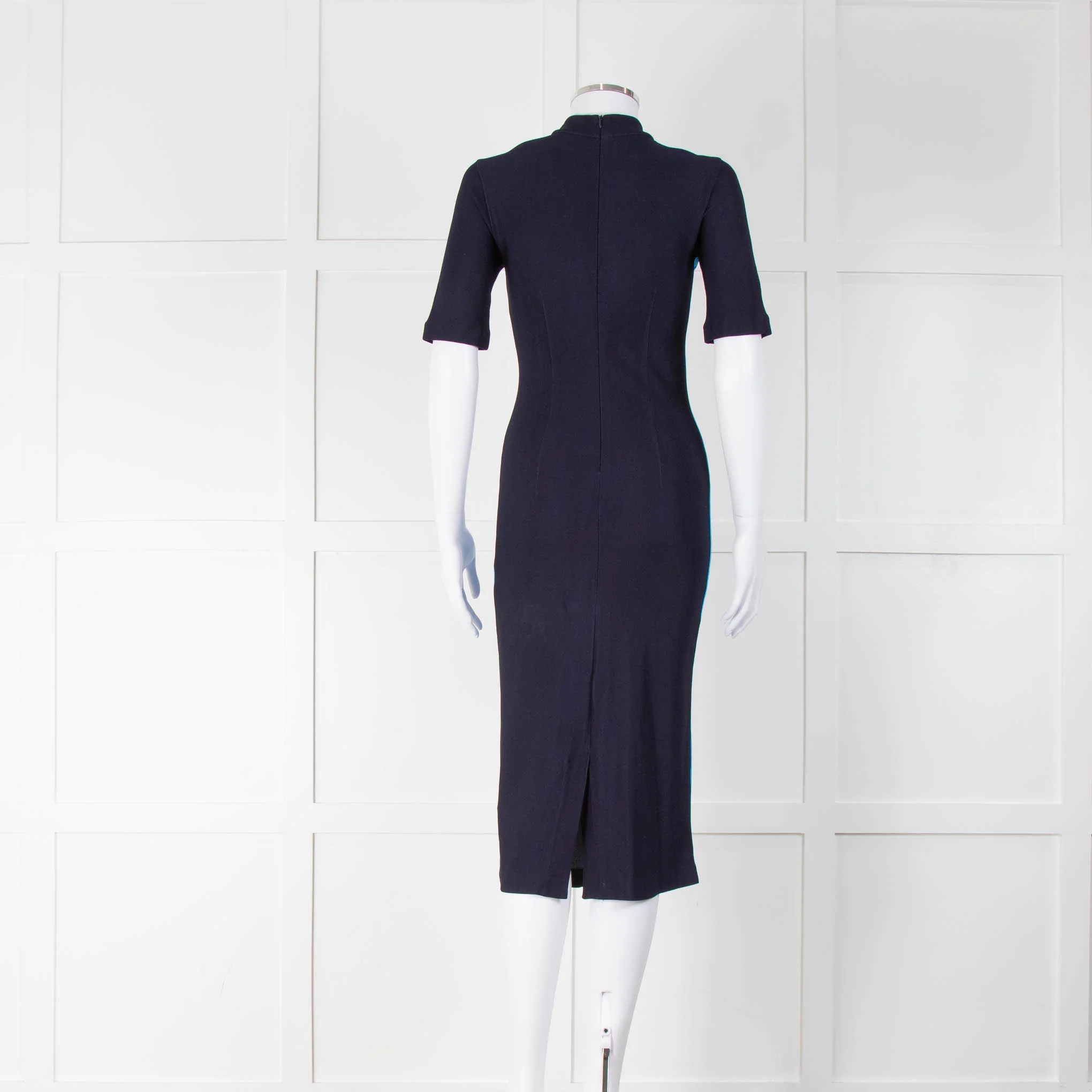 Boss Navy Stretch Midi Dress With Side Stripes - Image 3