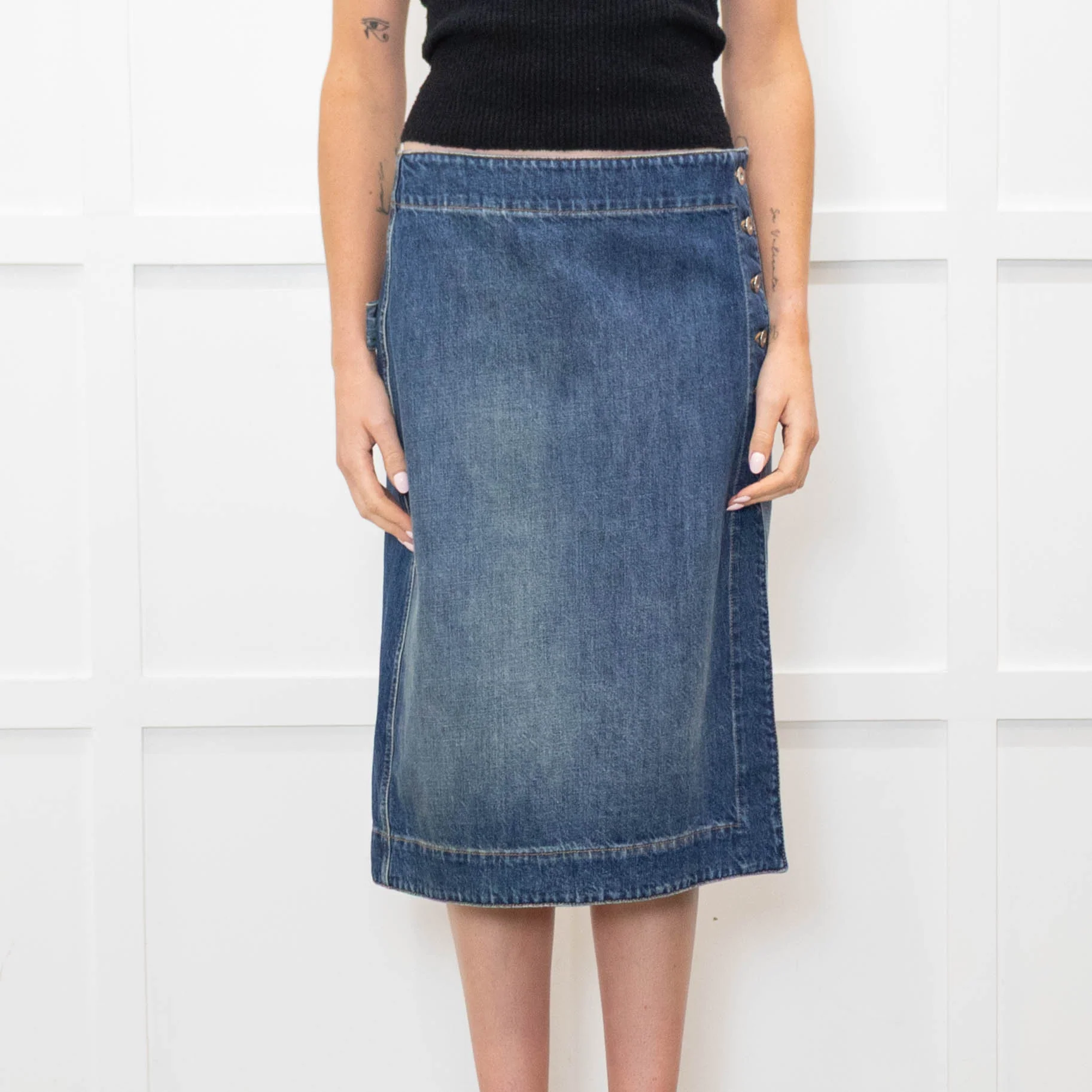Bottega Veneta Blue Denim Skirt - Image 2
