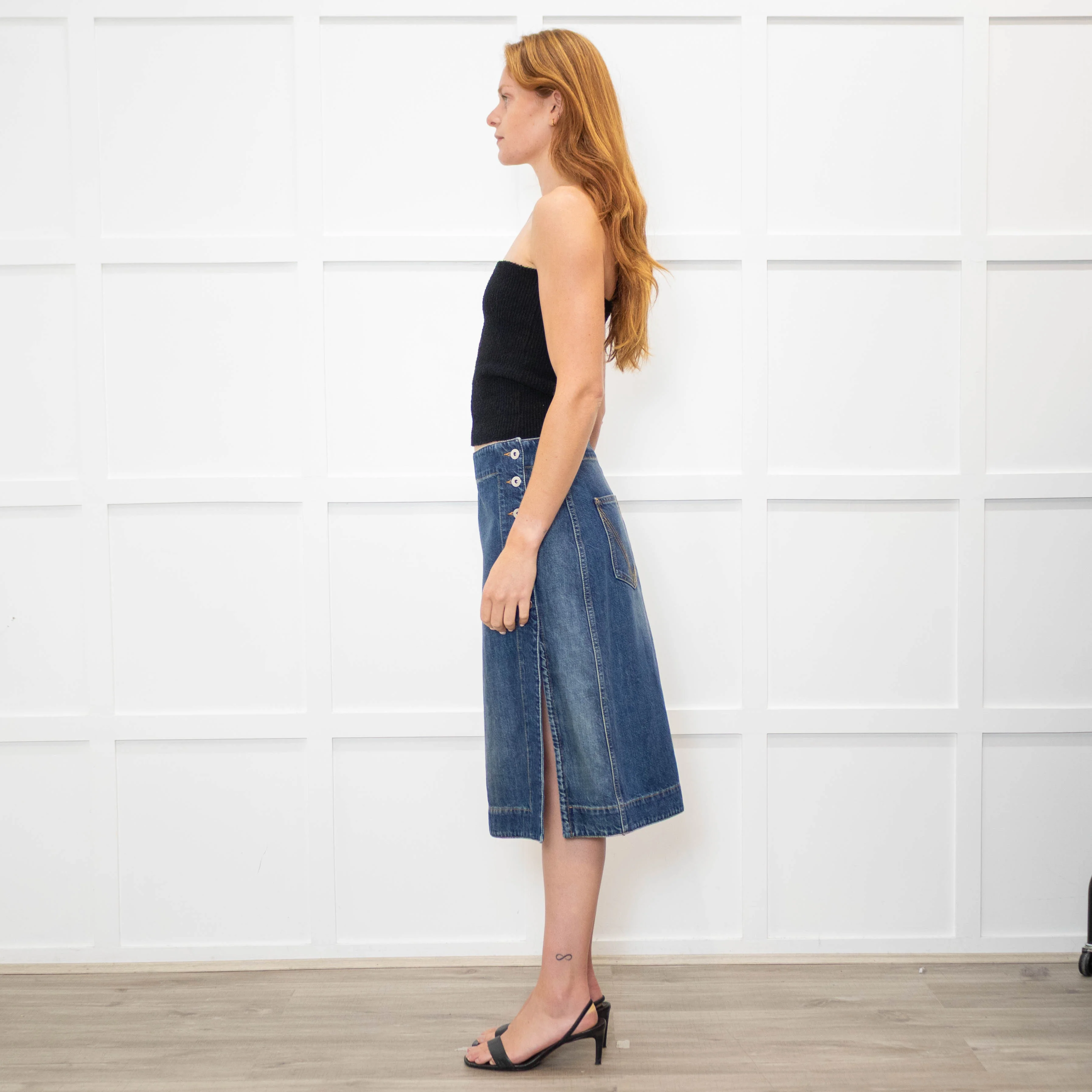 Bottega Veneta Blue Denim Skirt - Image 5