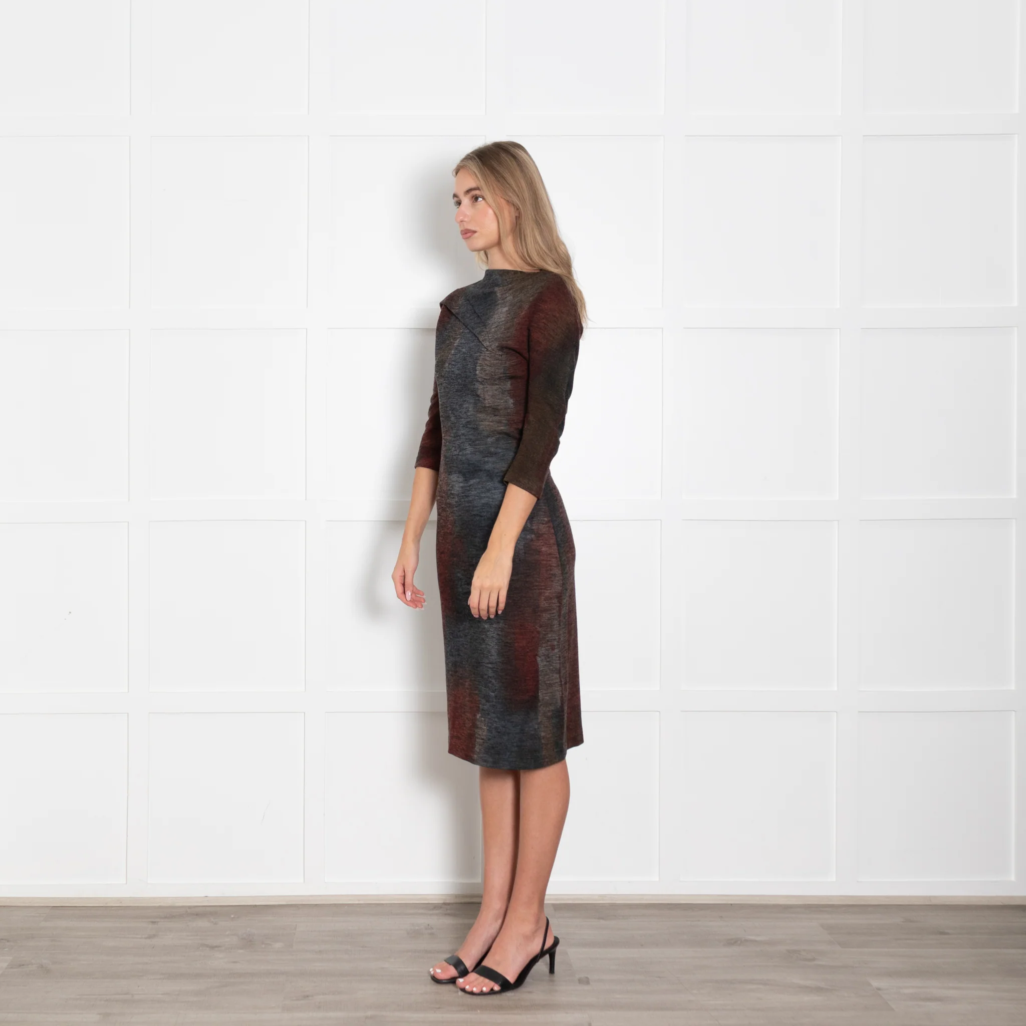 Bottega Veneta Grey Brown Wool Blend Dress - Image 3