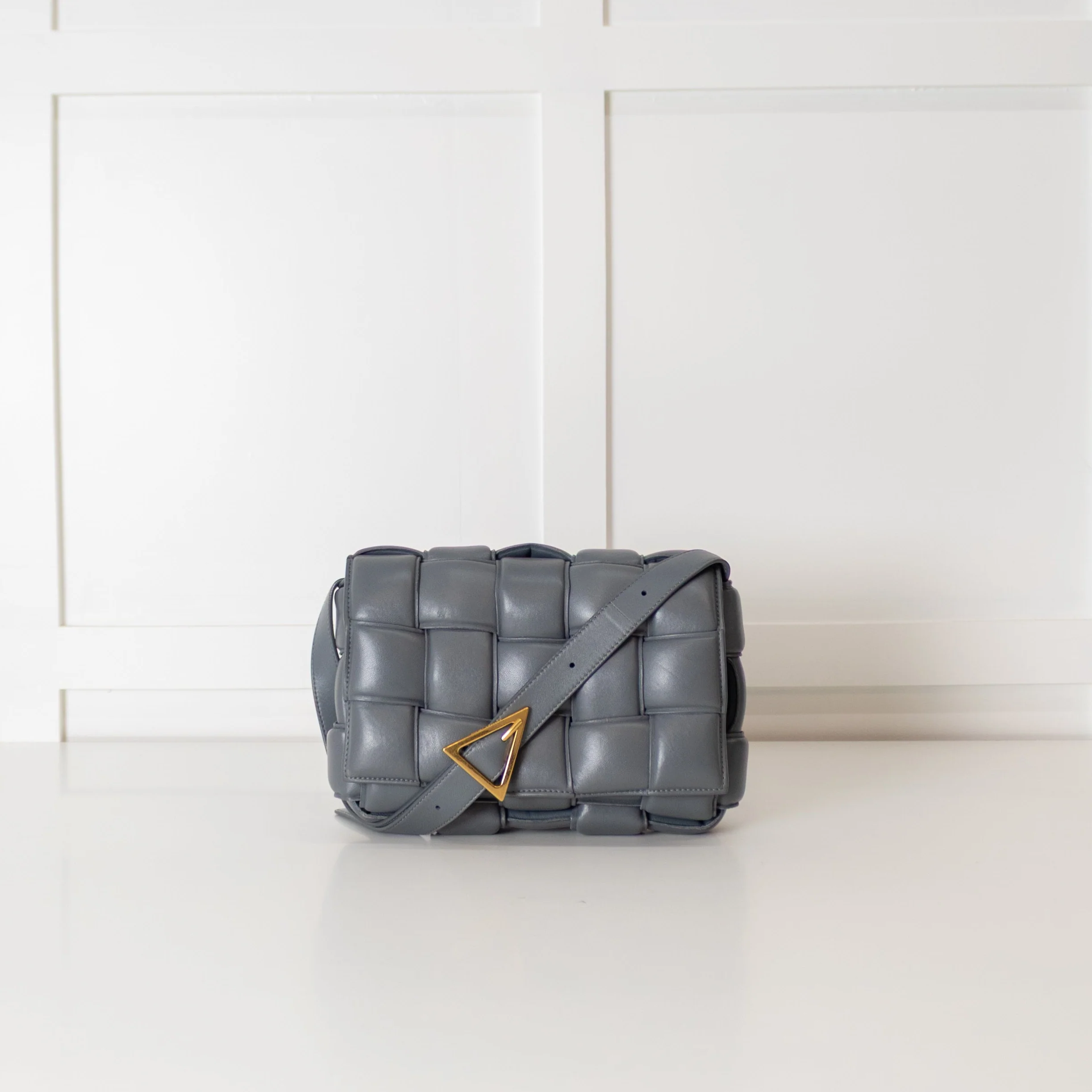 Bottega Veneta Grey Padded Intrecciato Leather Shoulder Bag