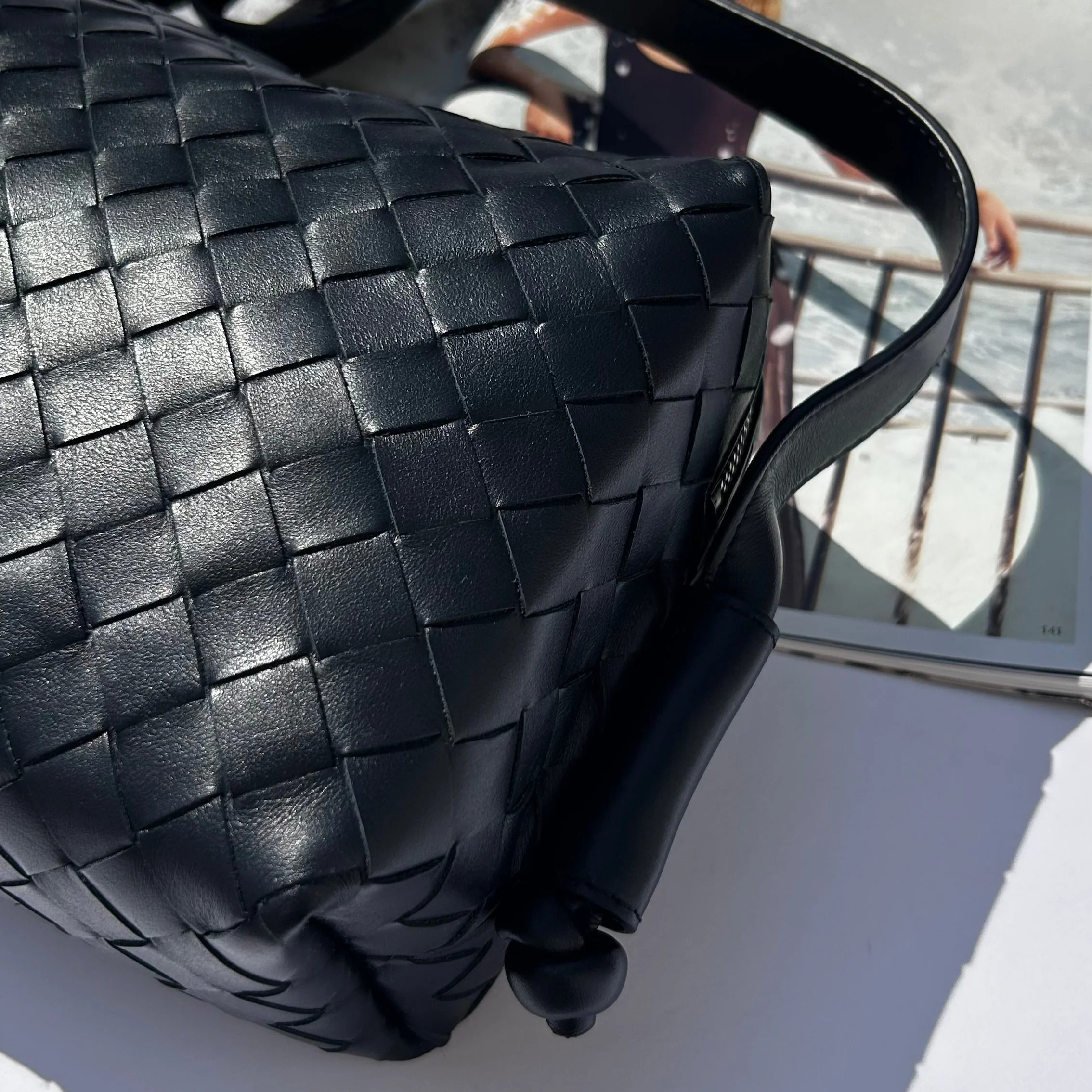 Bottega Veneta Navy Blue Small Loop Messenger Bag - Image 10