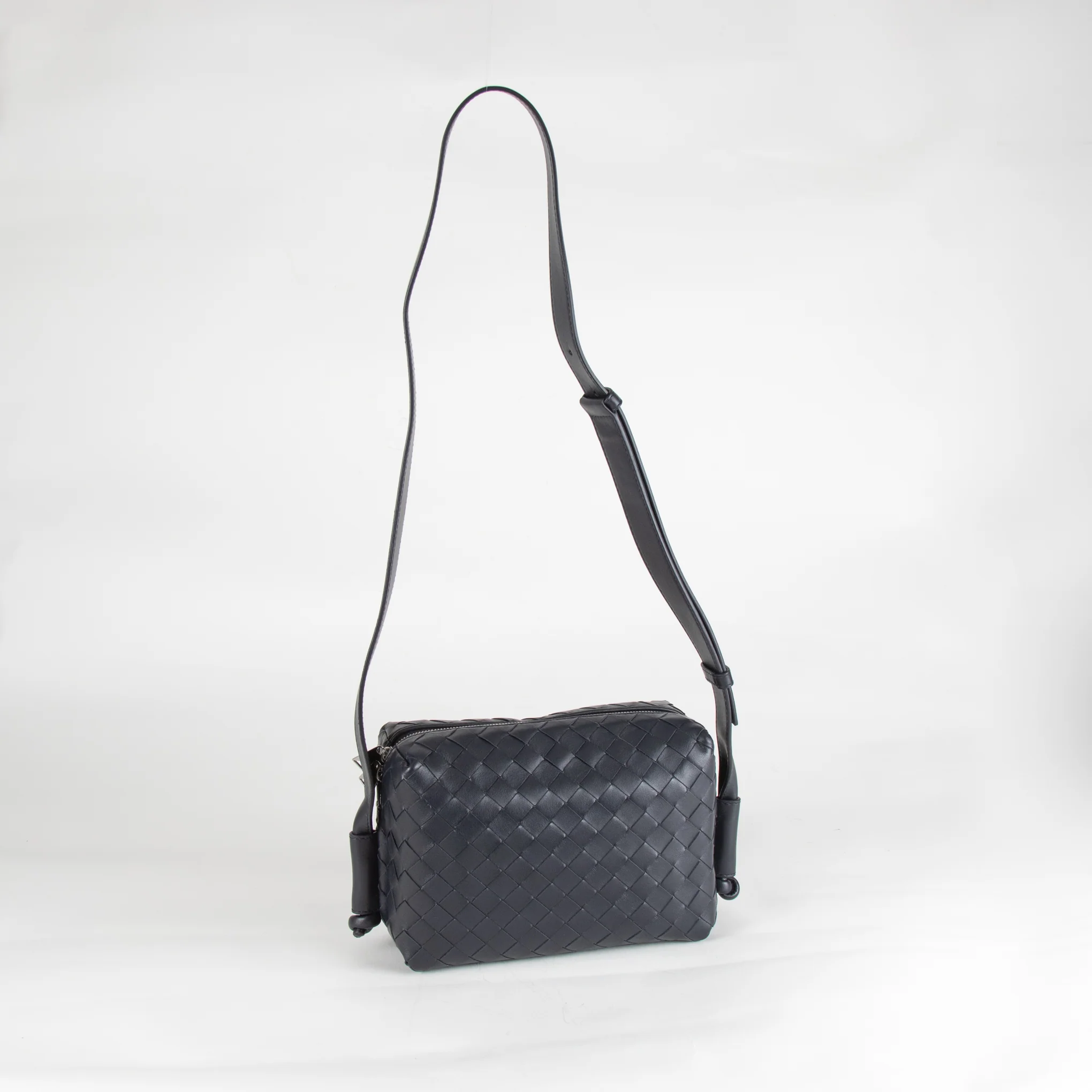 Bottega Veneta Navy Blue Small Loop Messenger Bag - Image 8