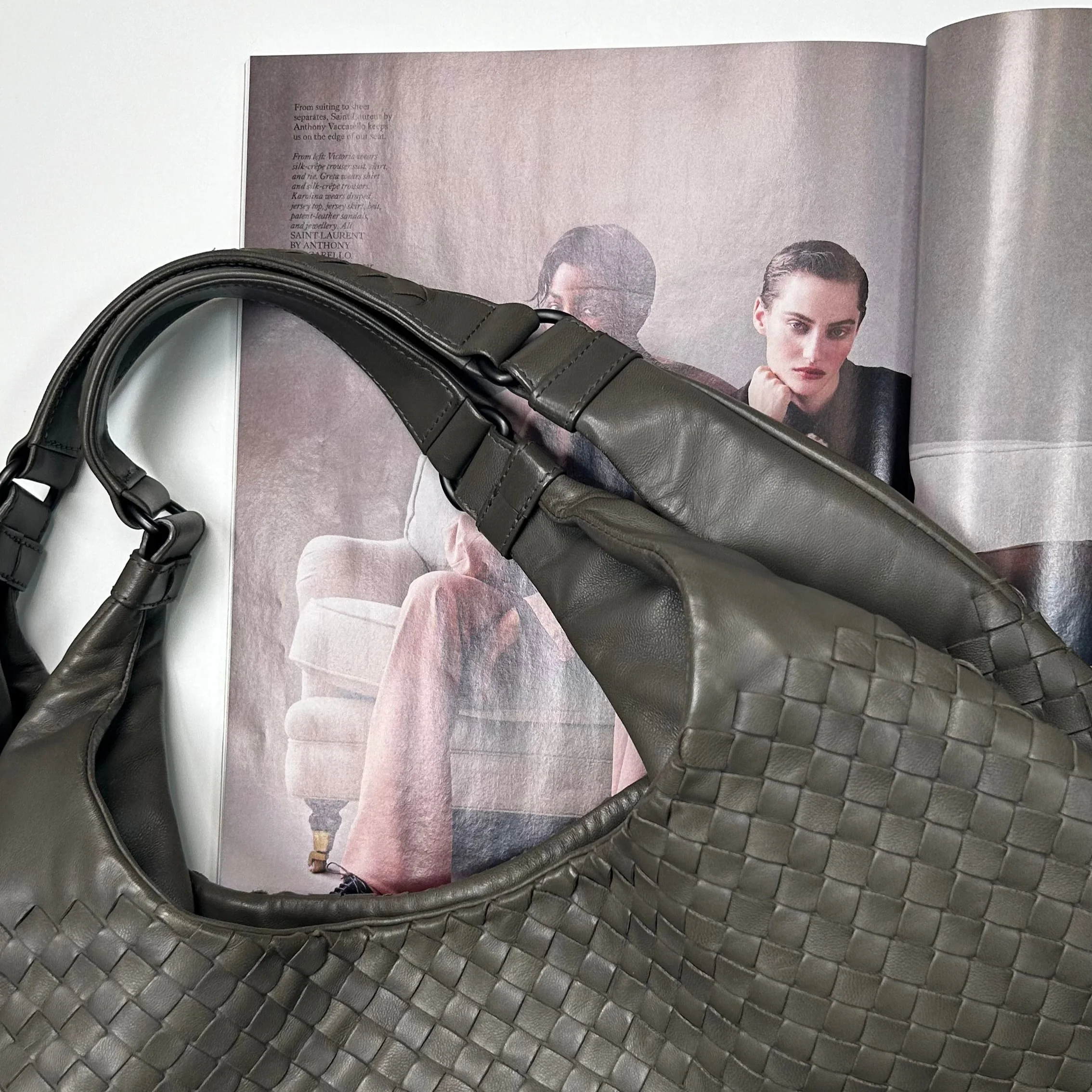 Bottega Veneta Olive Green Intrecciato Campana Bag - Image 8