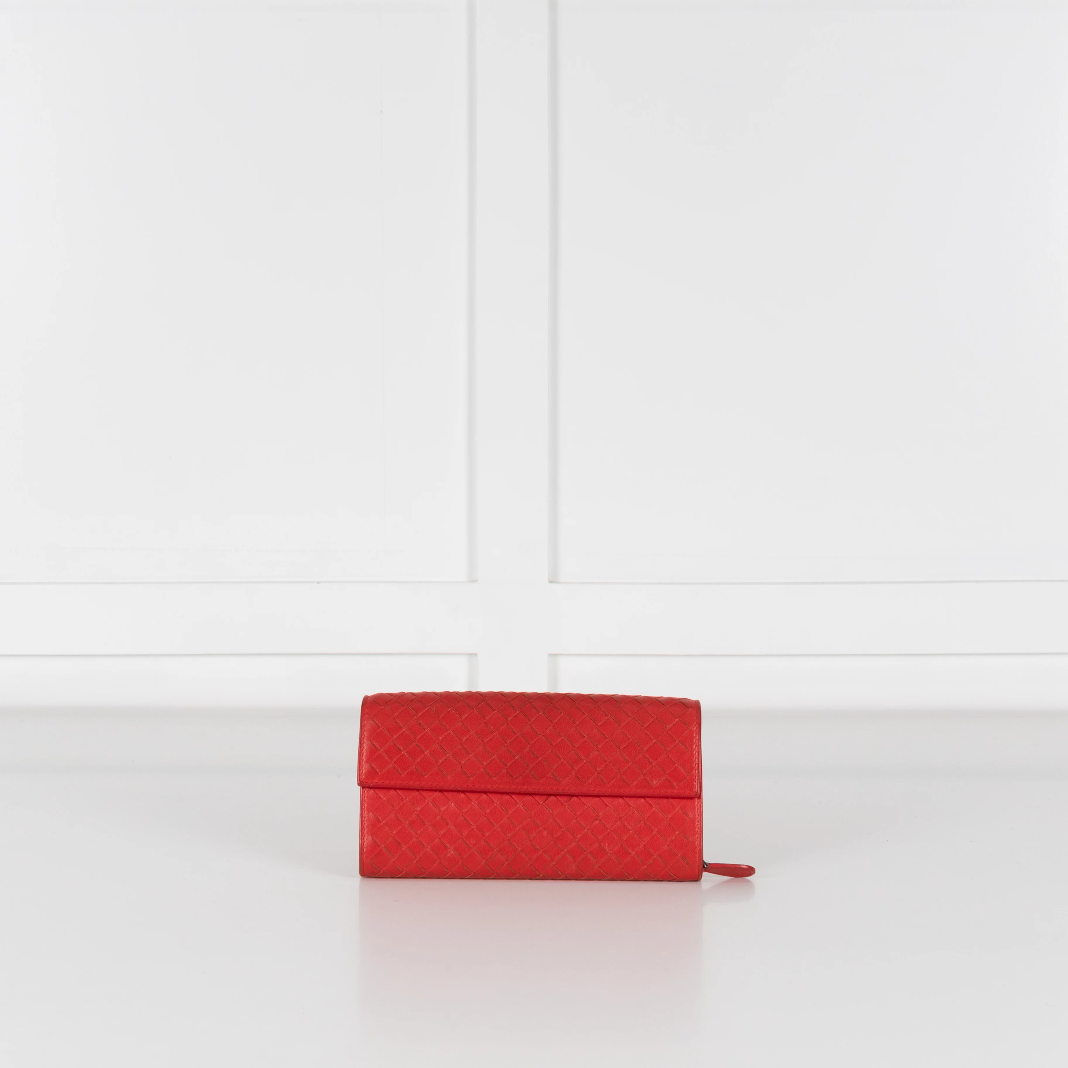 Bottega Veneta Red Intrecciato Leather Continental Wallet