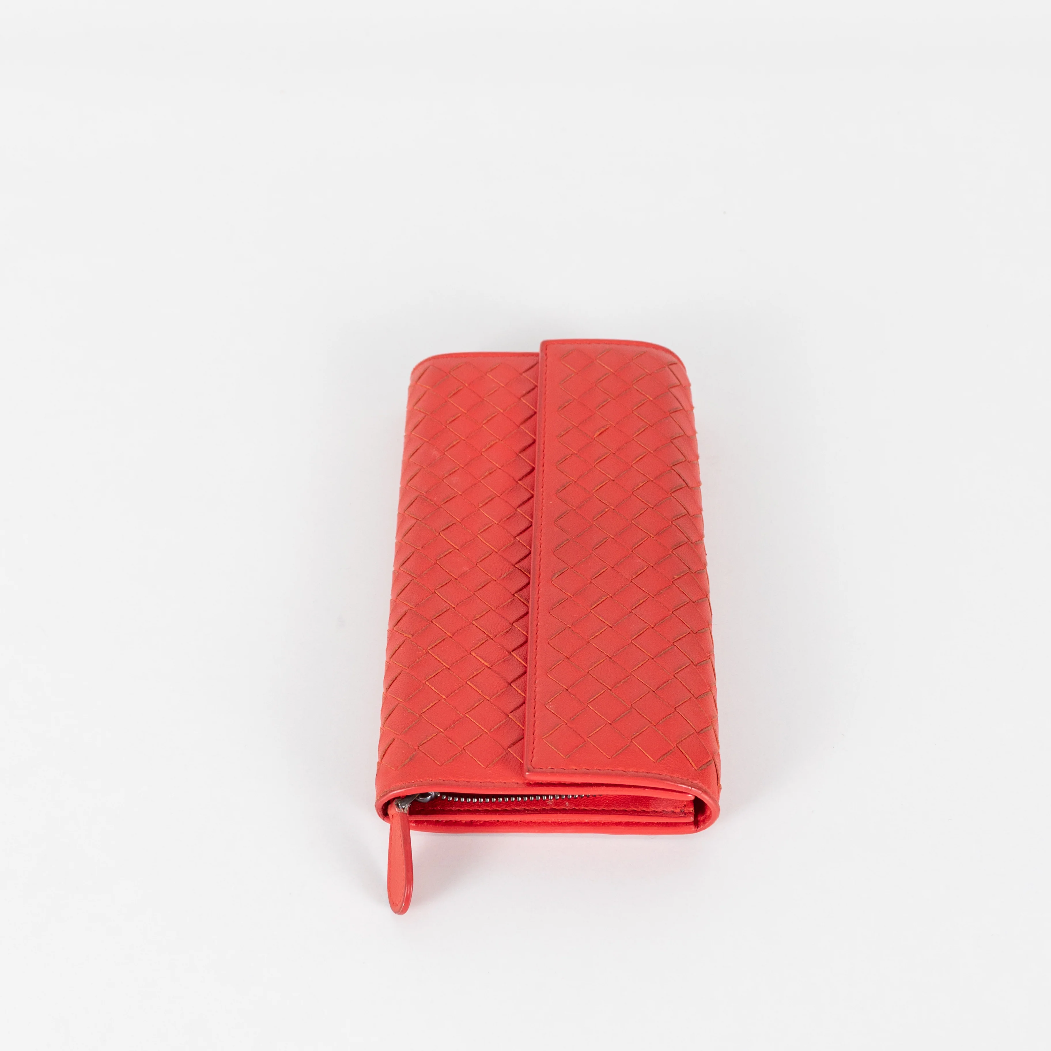 Bottega Veneta Red Intrecciato Leather Continental Wallet - Image 5