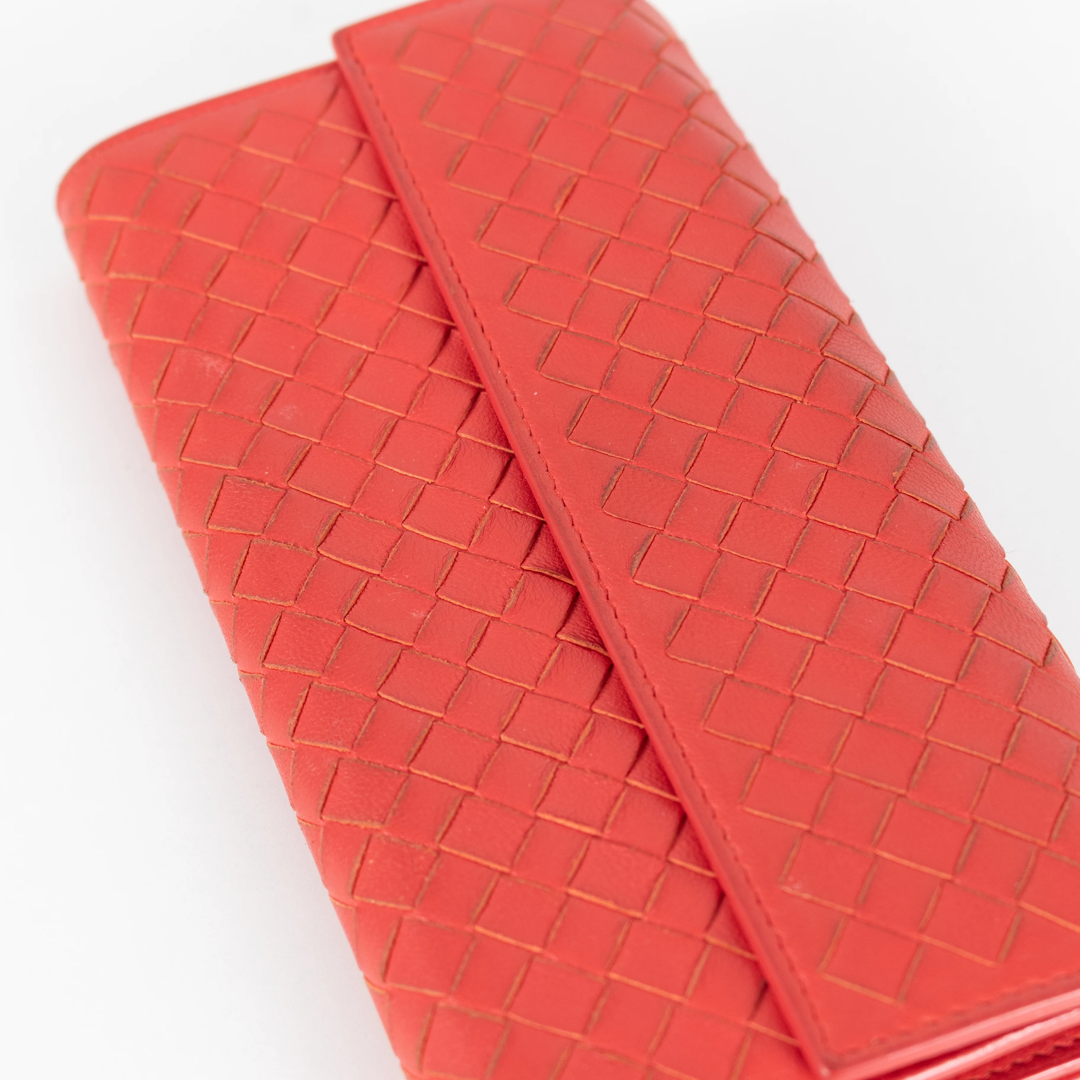 Bottega Veneta Red Intrecciato Leather Continental Wallet - Image 7
