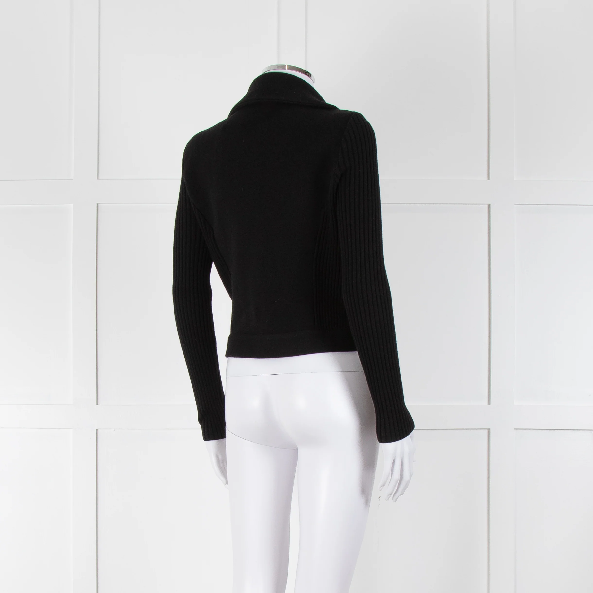Boutique Moschino Black Gold Zip Front Knitted Jacket - Image 4