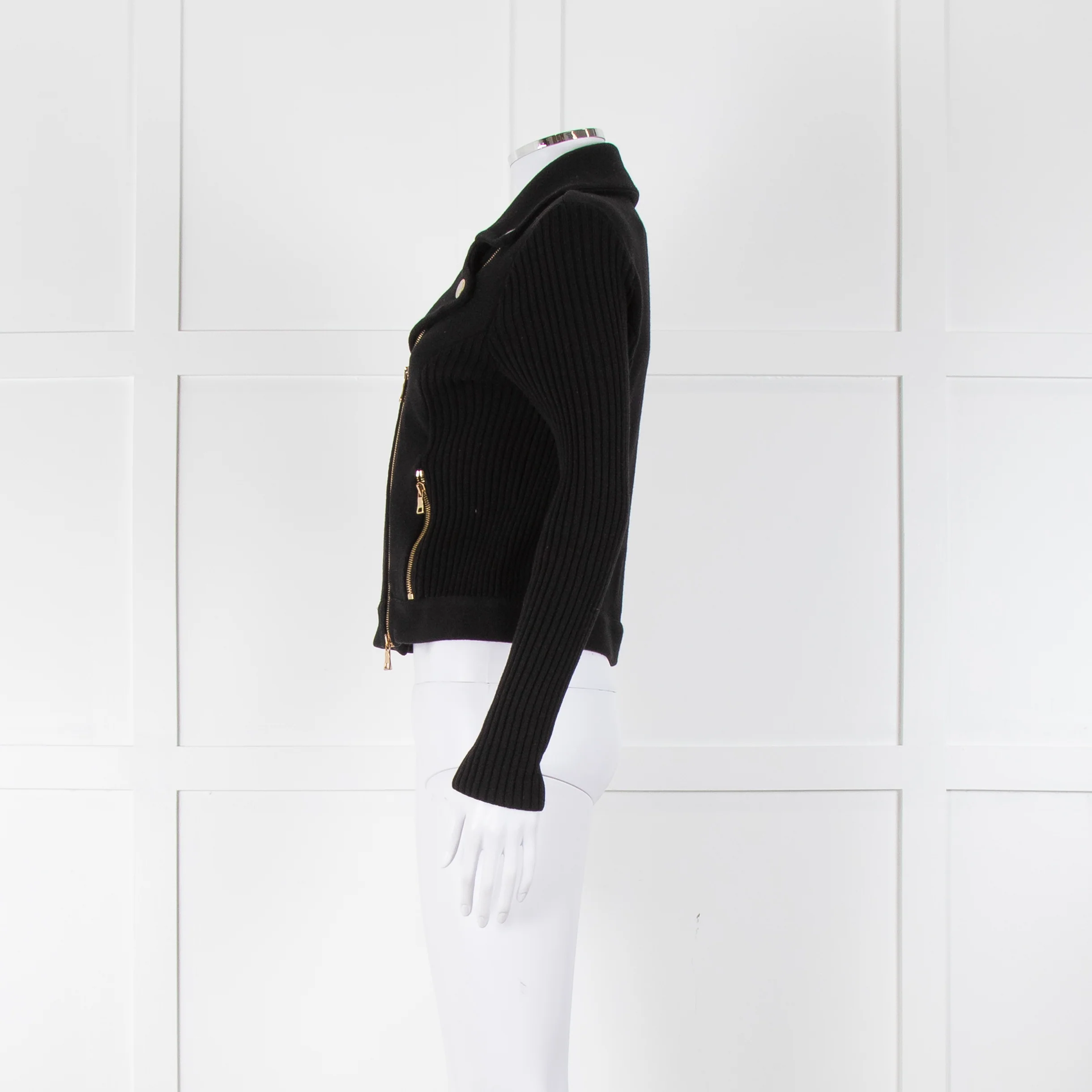 Boutique Moschino Black Gold Zip Front Knitted Jacket - Image 7
