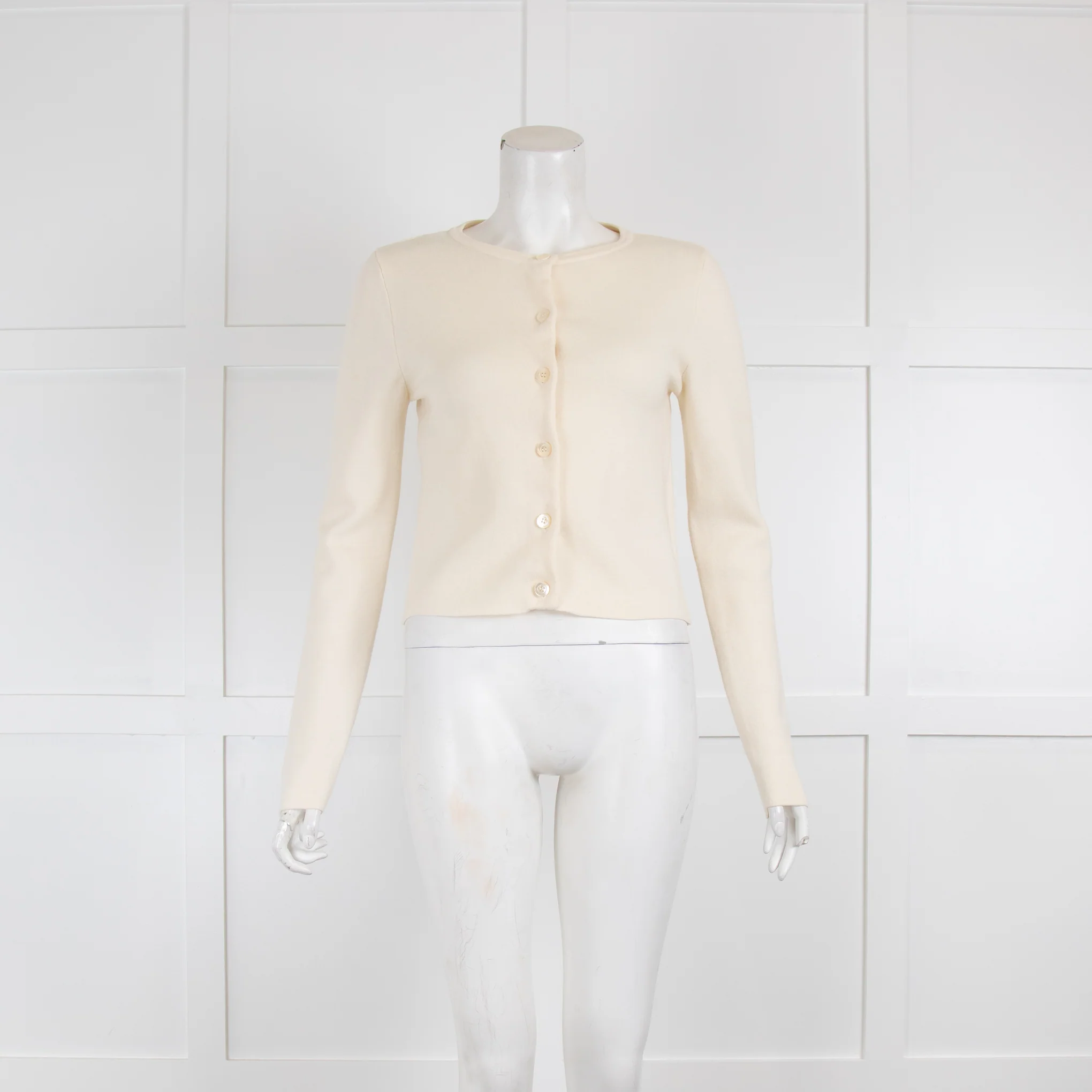 Boutique Moschino Cream Wool Cropped Cardigan