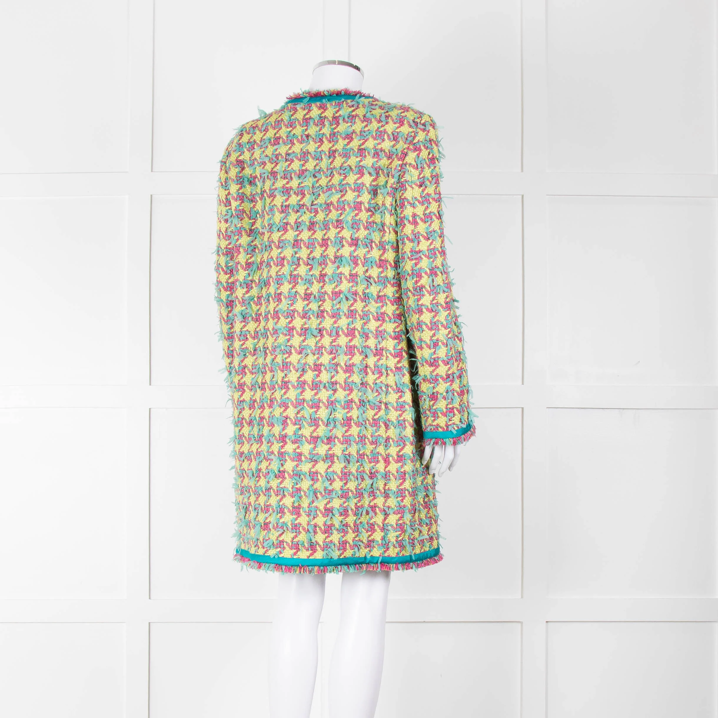 Boutique Moschino Green Pink Textured Weave Coat - Image 4