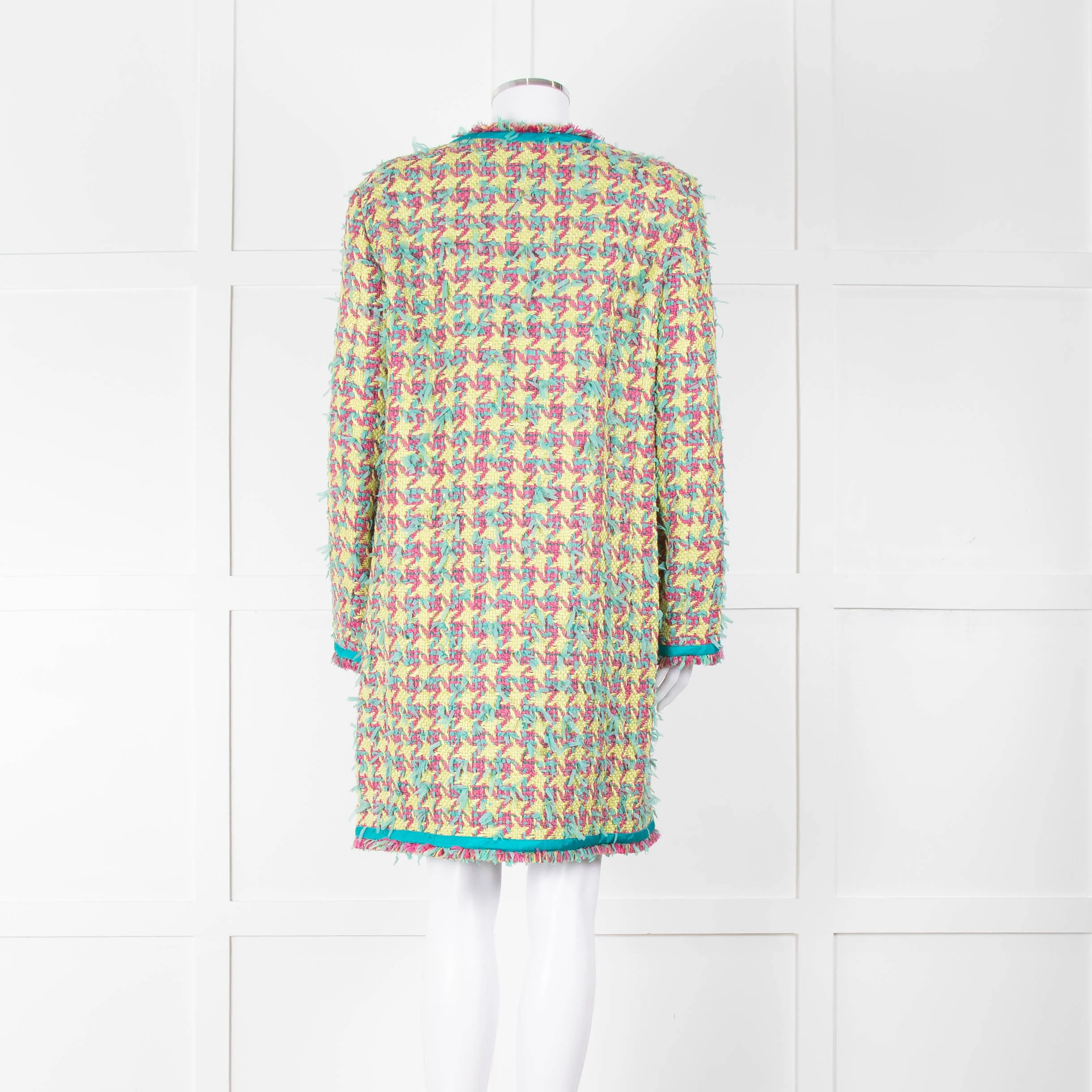 Boutique Moschino Green Pink Textured Weave Coat - Image 5