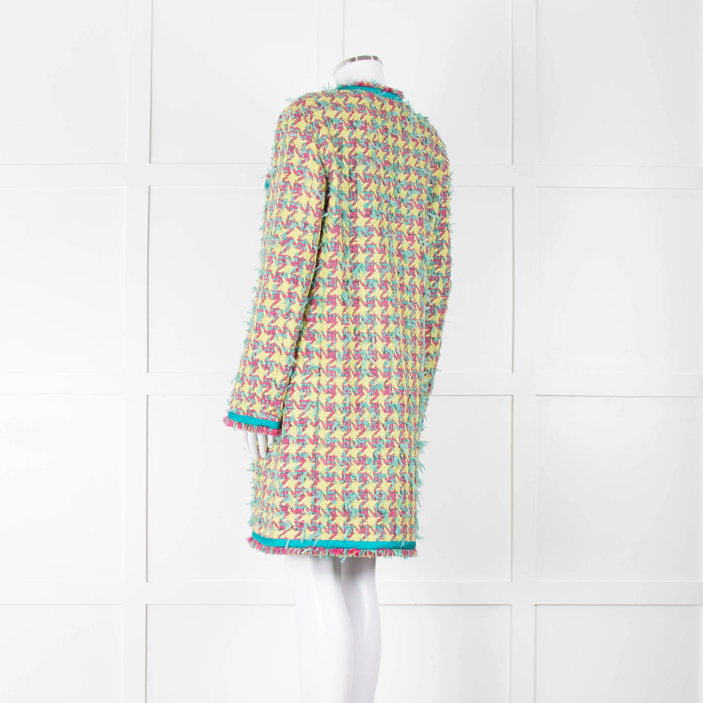 Boutique Moschino Green Pink Textured Weave Coat - Image 6