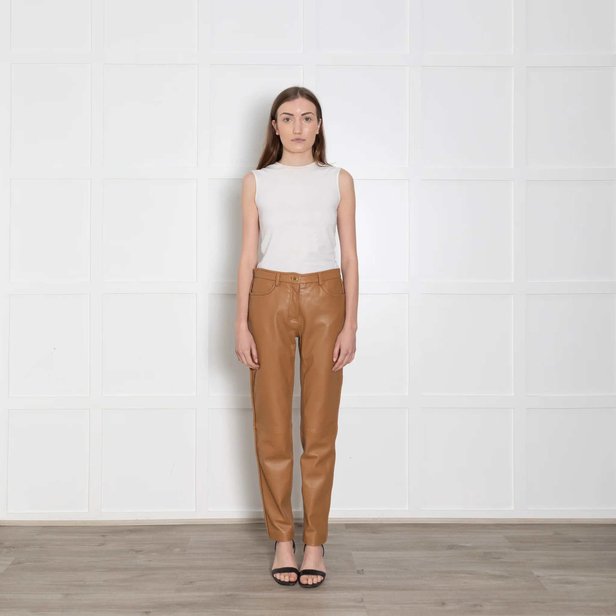 Boutique Moschino Mustard Leather Trousers