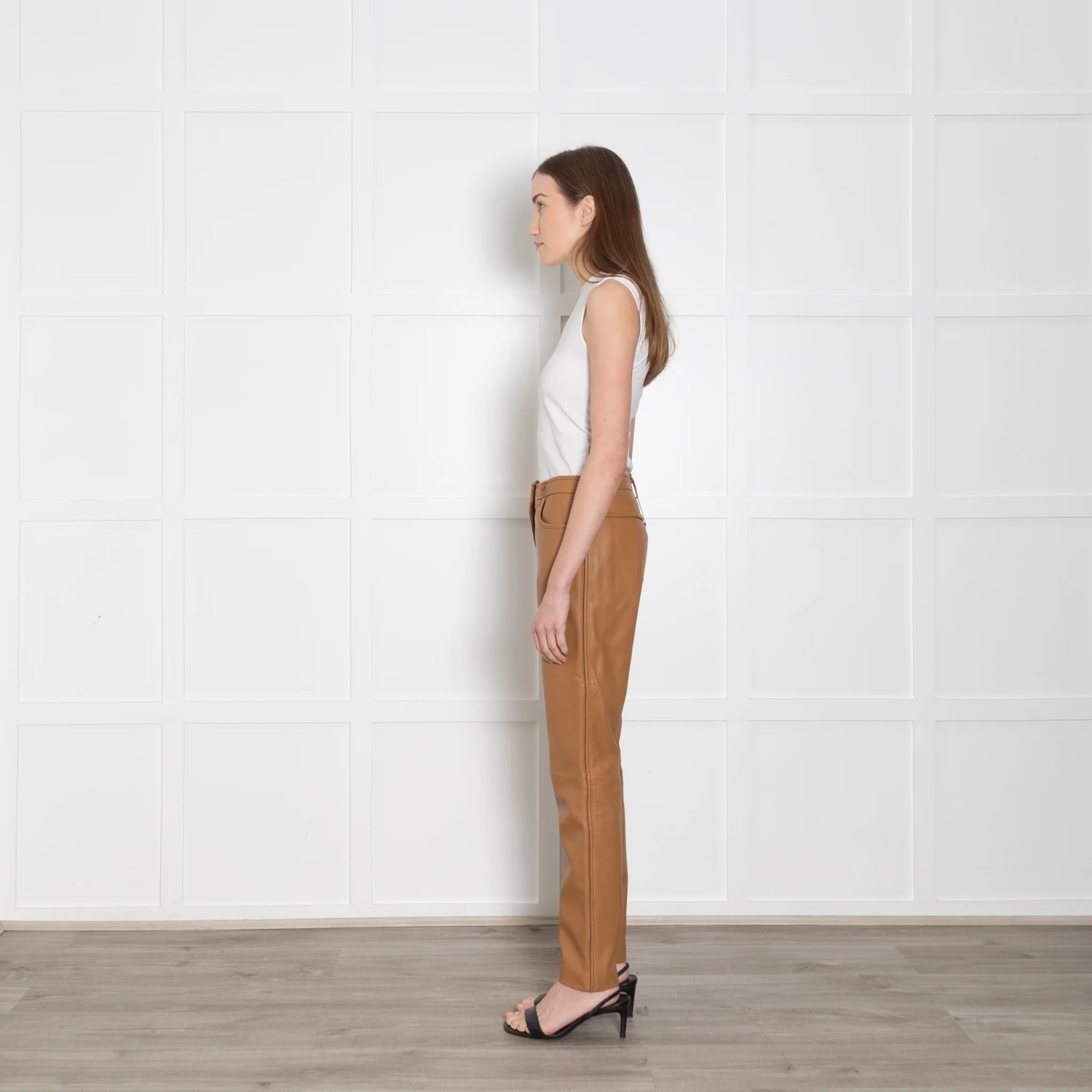 Boutique Moschino Mustard Leather Trousers - Image 4