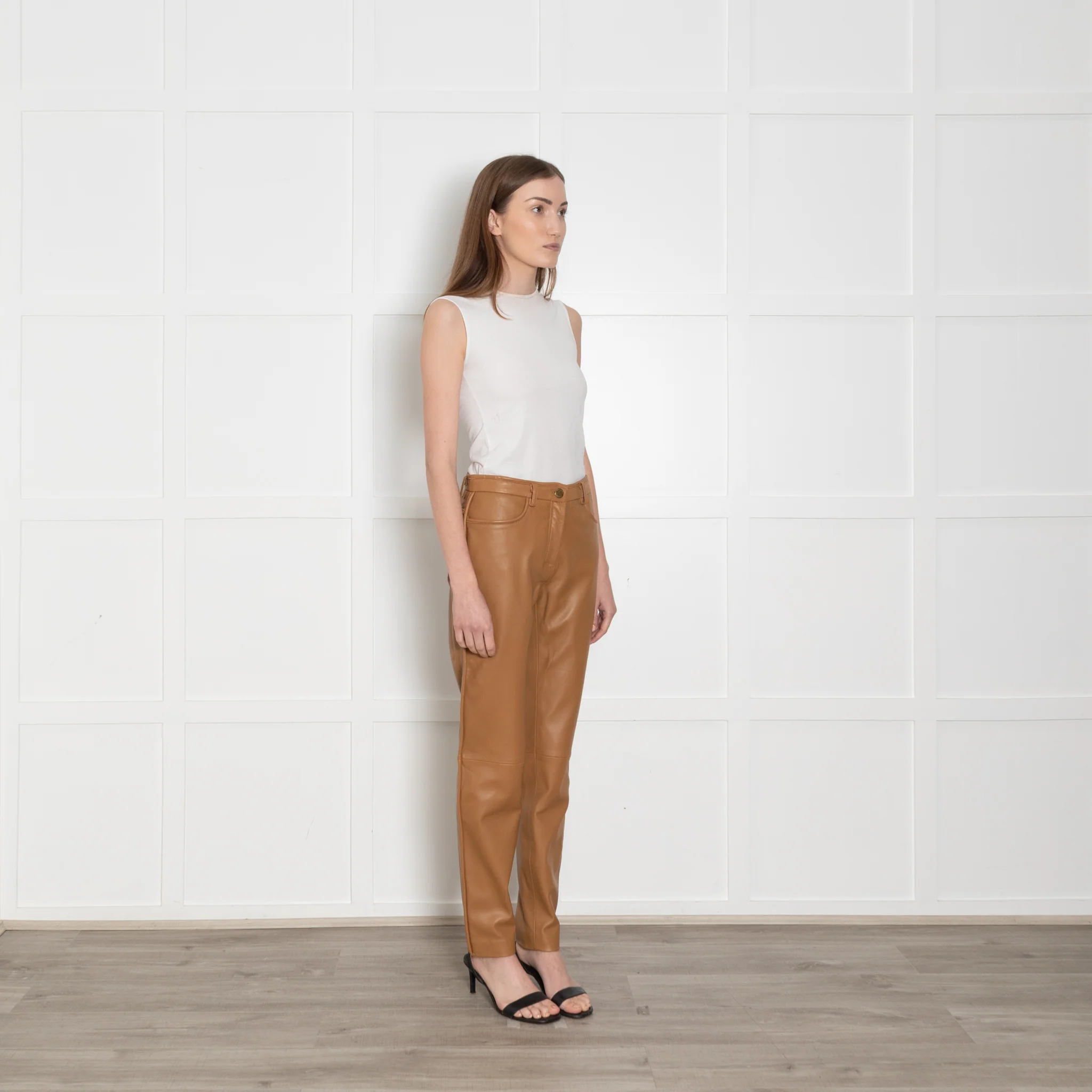 Boutique Moschino Mustard Leather Trousers - Image 7